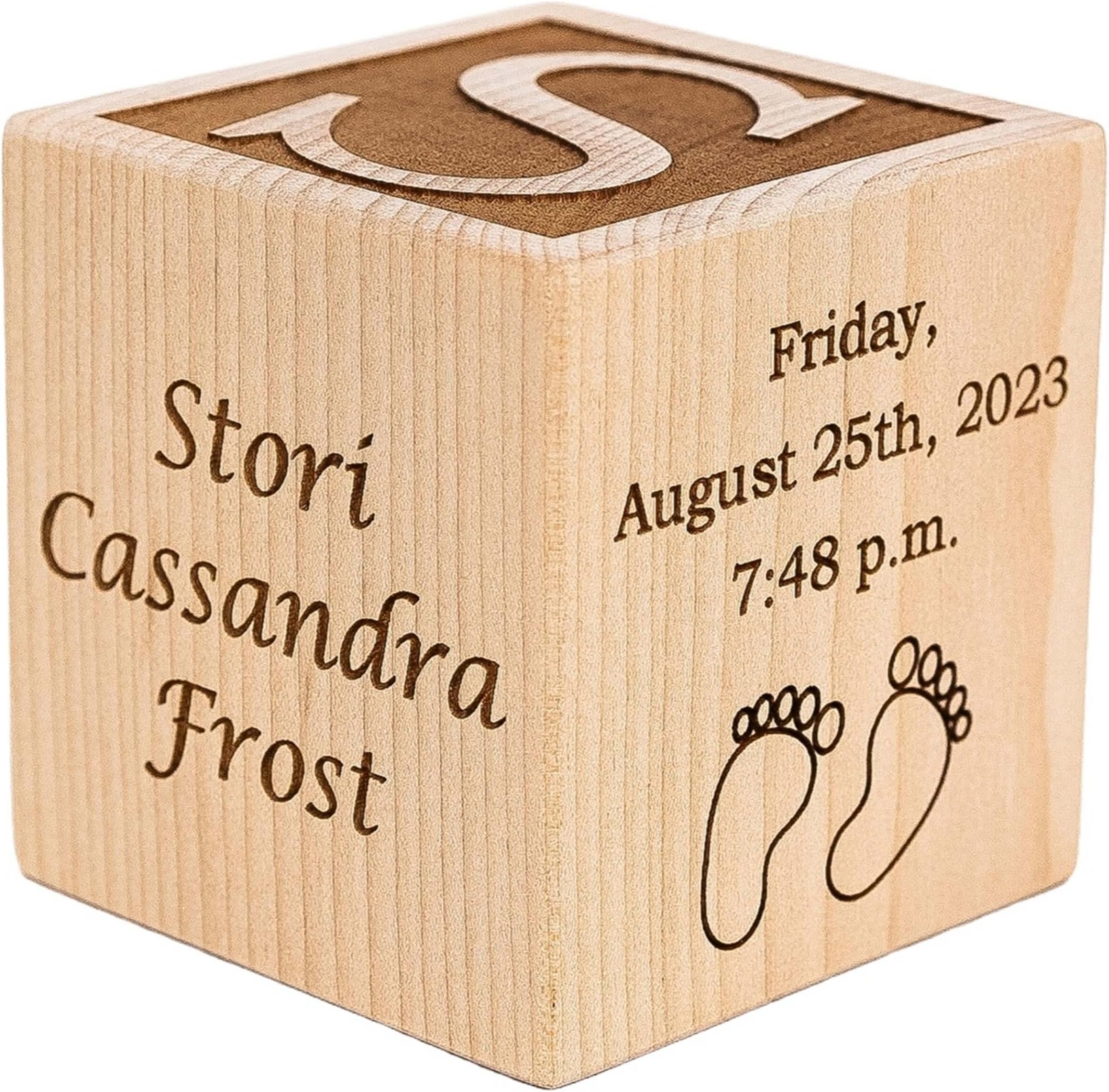 Personalized Baby Birth Block, Custom Newborn Keepsake Gift, Made in USA