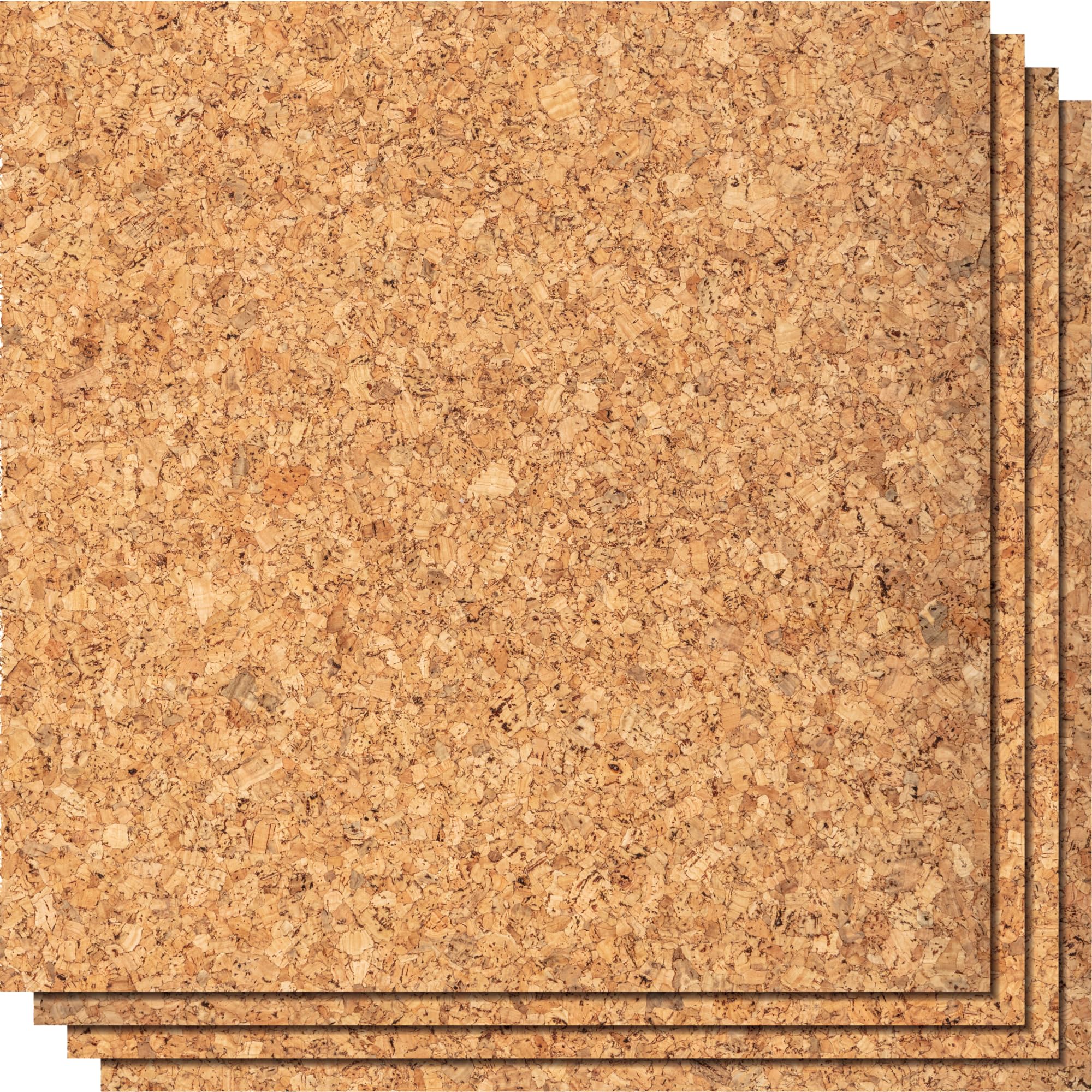 Go4Cork Square PremiumCork Tiles - 8.5" x 8.5", Pack of 4, Natural, 215x215x4mm