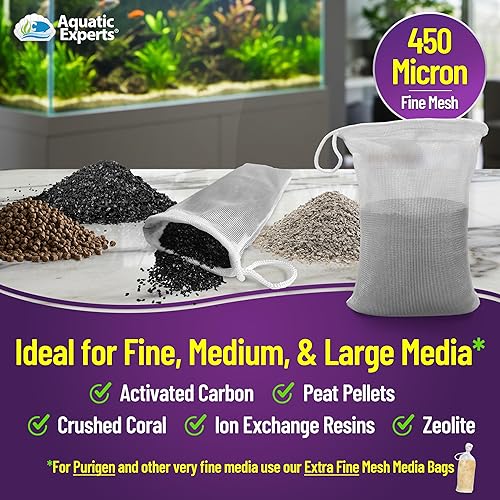 Miniatura 3 de Aquatic Experts Bolsa fina para acuario, bolsas de filtro duraderas para pecera, bolsa de medios de filtro con cordón seguro, bolsas multimedia para