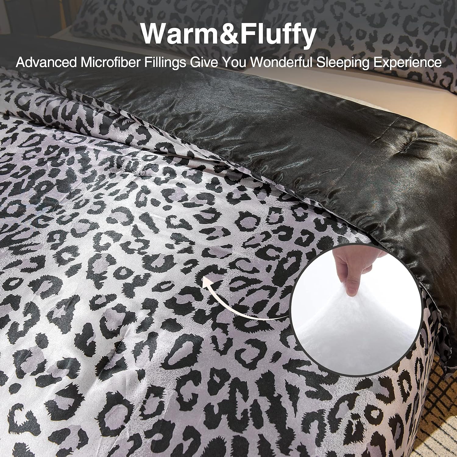 A Nice Night Leopard Printed,Silver Grey Satin Silky Soft Quilt Sexy Luxury Super Soft Microfiber Comforter Quilt Bedding Comforter Set Full/Queen, Light Weighted (Silver, Queen(88-by-88-inches))