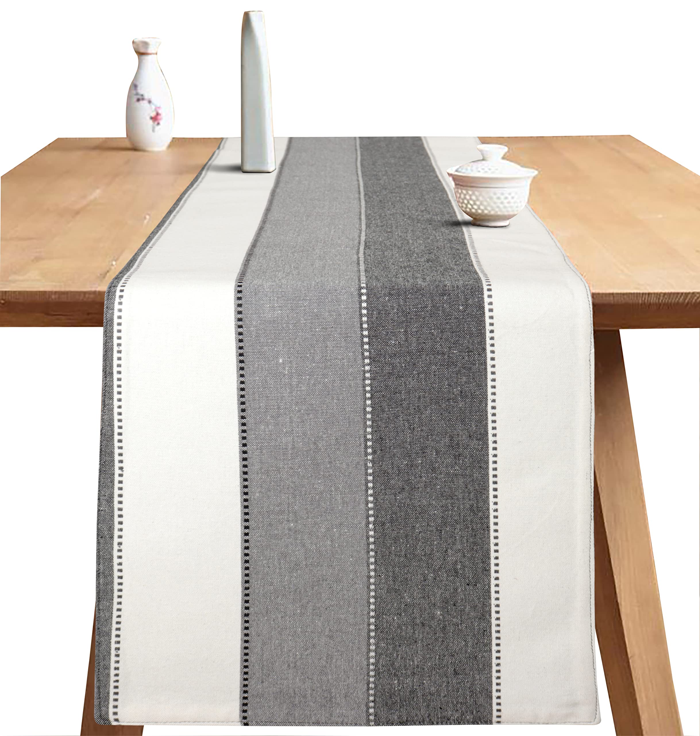 Airwill Cotton Stripes Pattern Table Runner Length 152cm (Grey, Pack of 1)-image-36