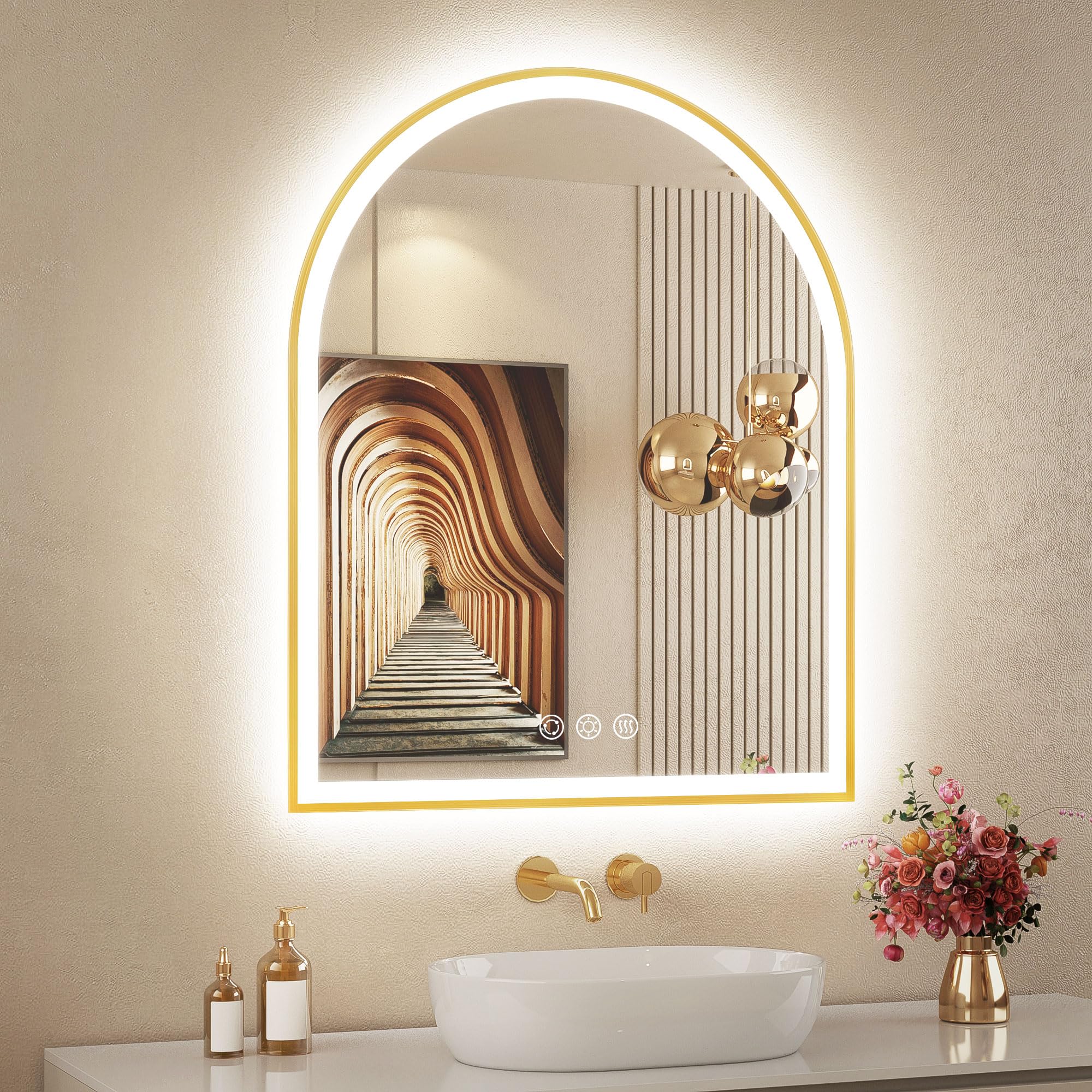 OUMUSU Arched Gold Mirror