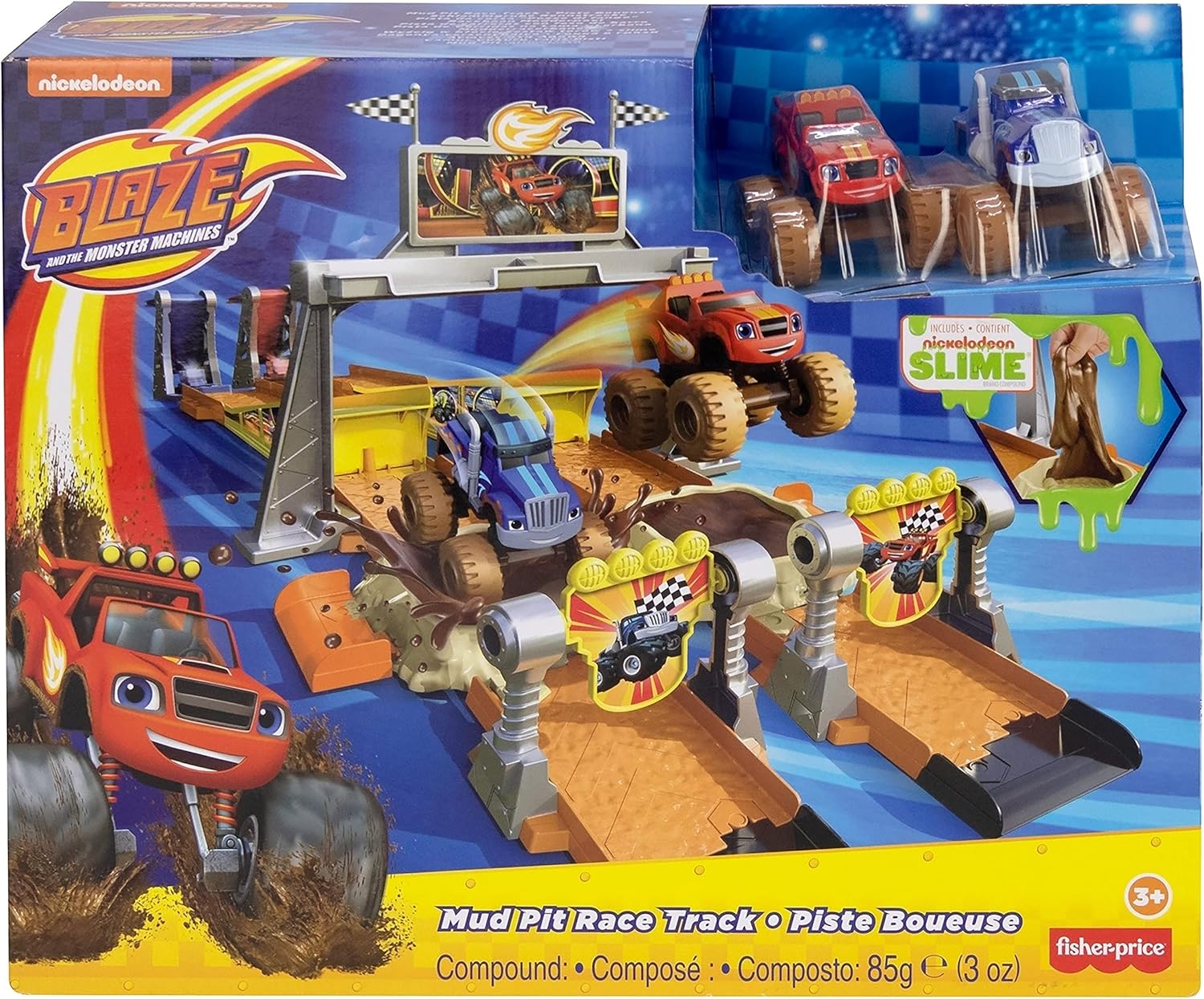 Fisher-Price Blaze and the Monster Machines Mud Pit Race Track, vehicle playset with mud slime for preschool kids ages 3 years and up : Toys & Games