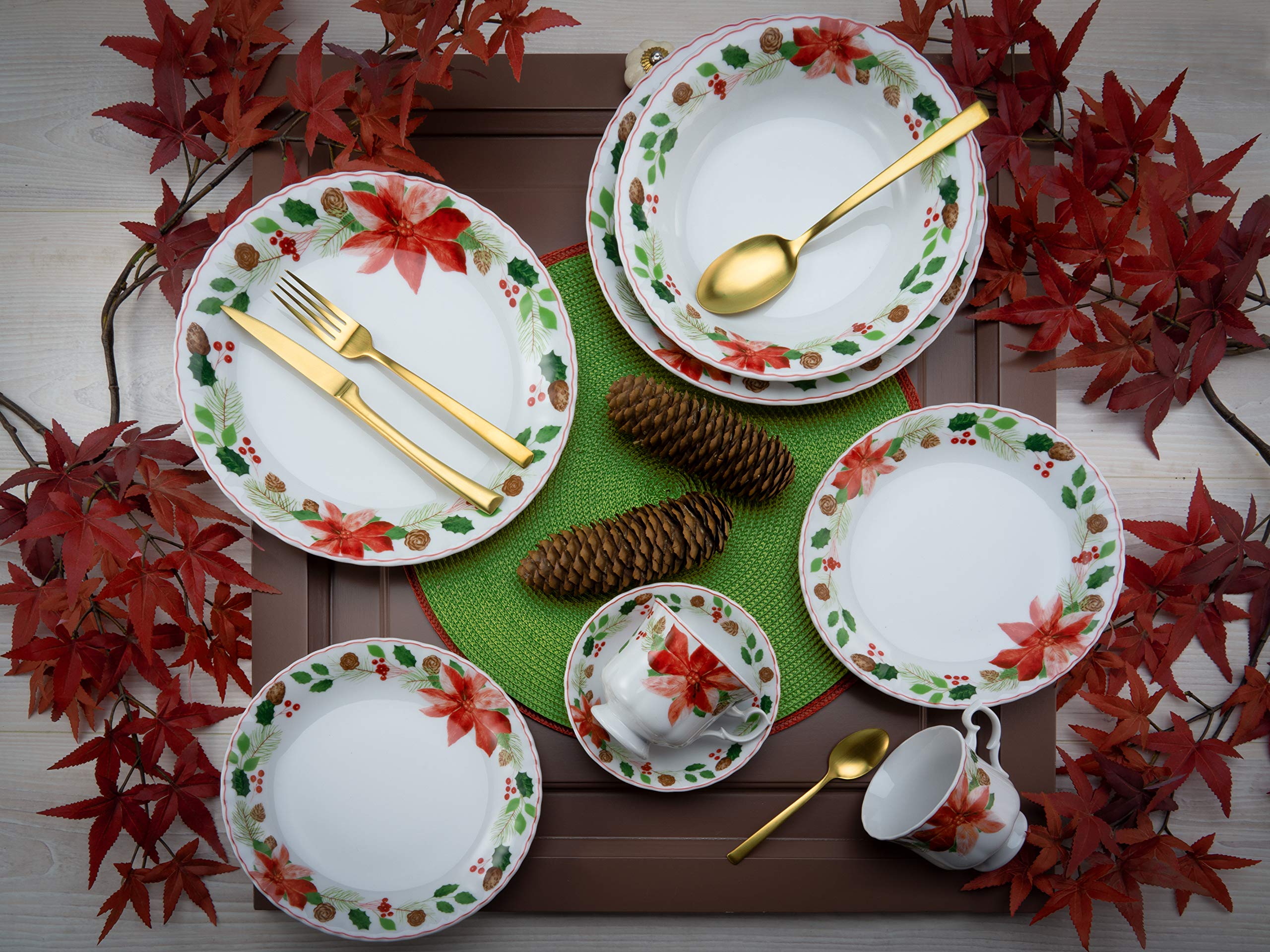 Creatable, 22415, seria Iwona CHRISTROSE, zestaw naczyń, zastawa stołowa 12-częściowy, porcelana