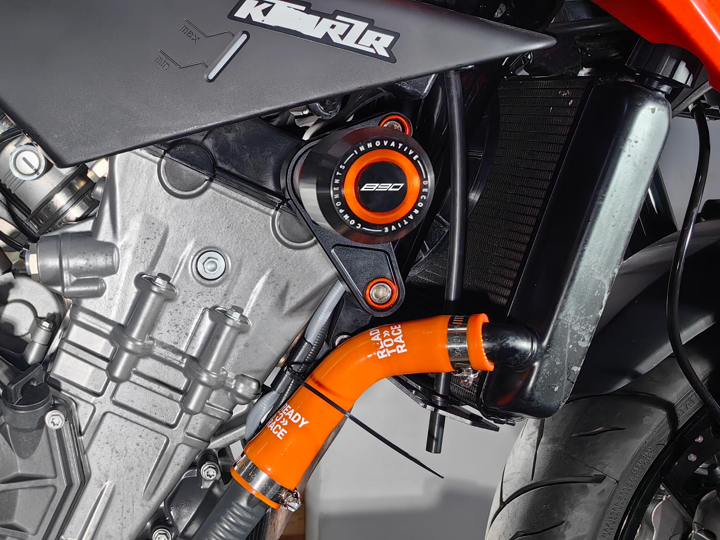 Modeer Motorrad Sturzpads Kompatibel mit DUKE 790/890 Duke/R 2018-2025 Rahmen Slider Sturzschutz duke 890 r 890duke zubehör (890-orange)