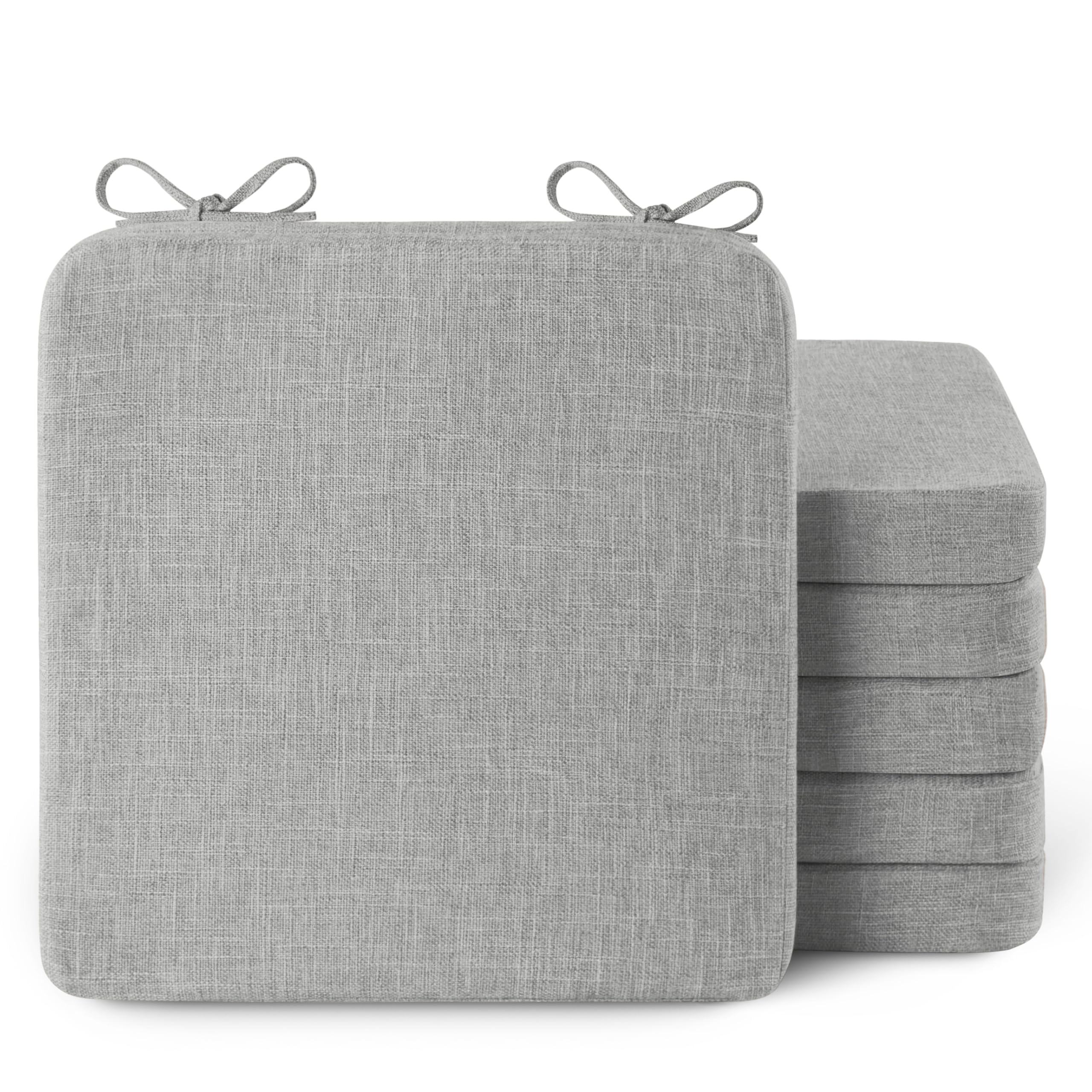 AddGrace Square Chair Cushions for Dining Chairs 6 Pack 16x16x2inch L Grey