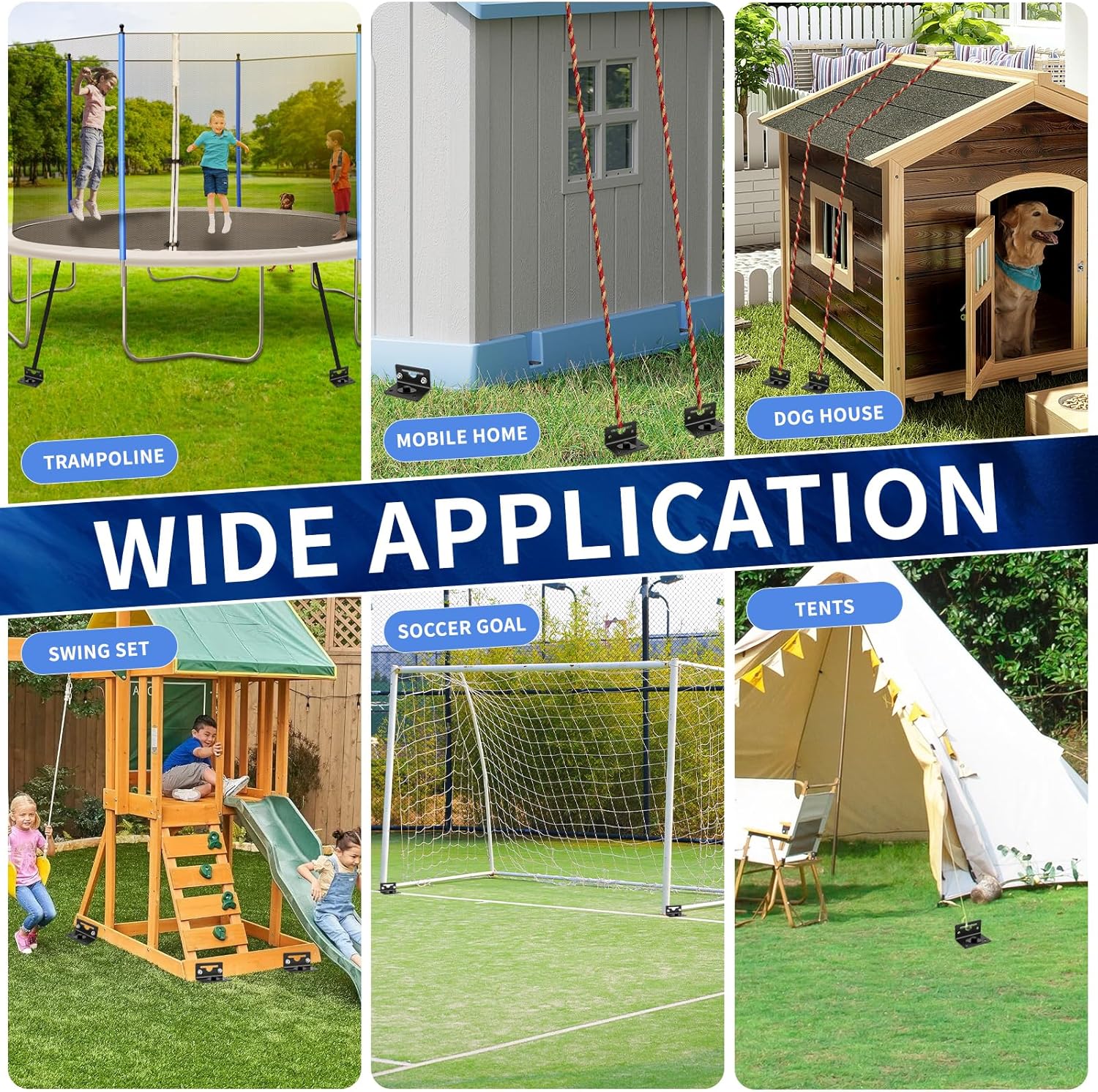 25" Multi-Purpose Shed Anchor Kit, Mobile Home Anchors with Upgraded Wider Spiral Blades, Earth Anchors Swing Set Anchors High Wind Heavy Duty for Shed, Trampoline, Camping Tents, Swing Set