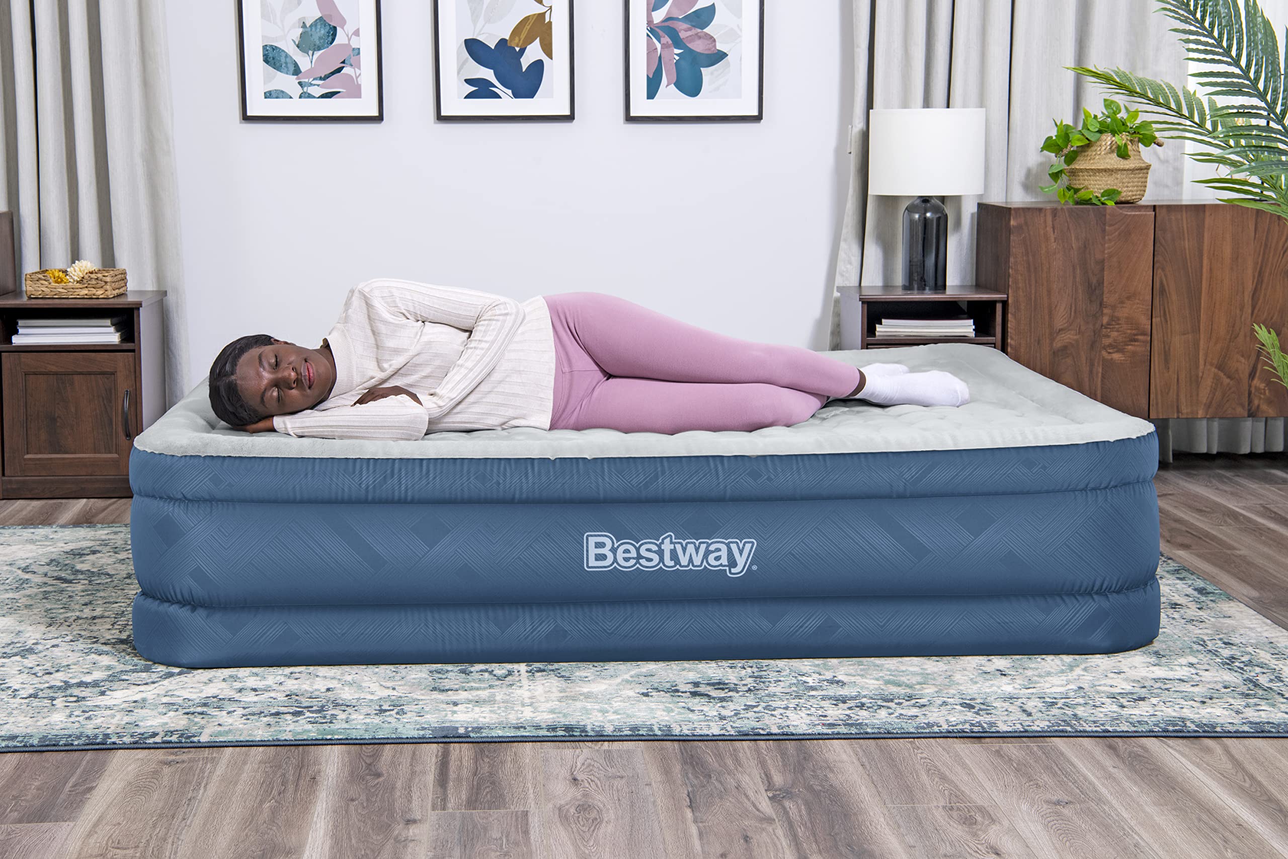 80" x 60" x 18"/2.03m x 1.52m x 46cm Fortech Snugable Top Air Mattress Queen Built-in AC Pump