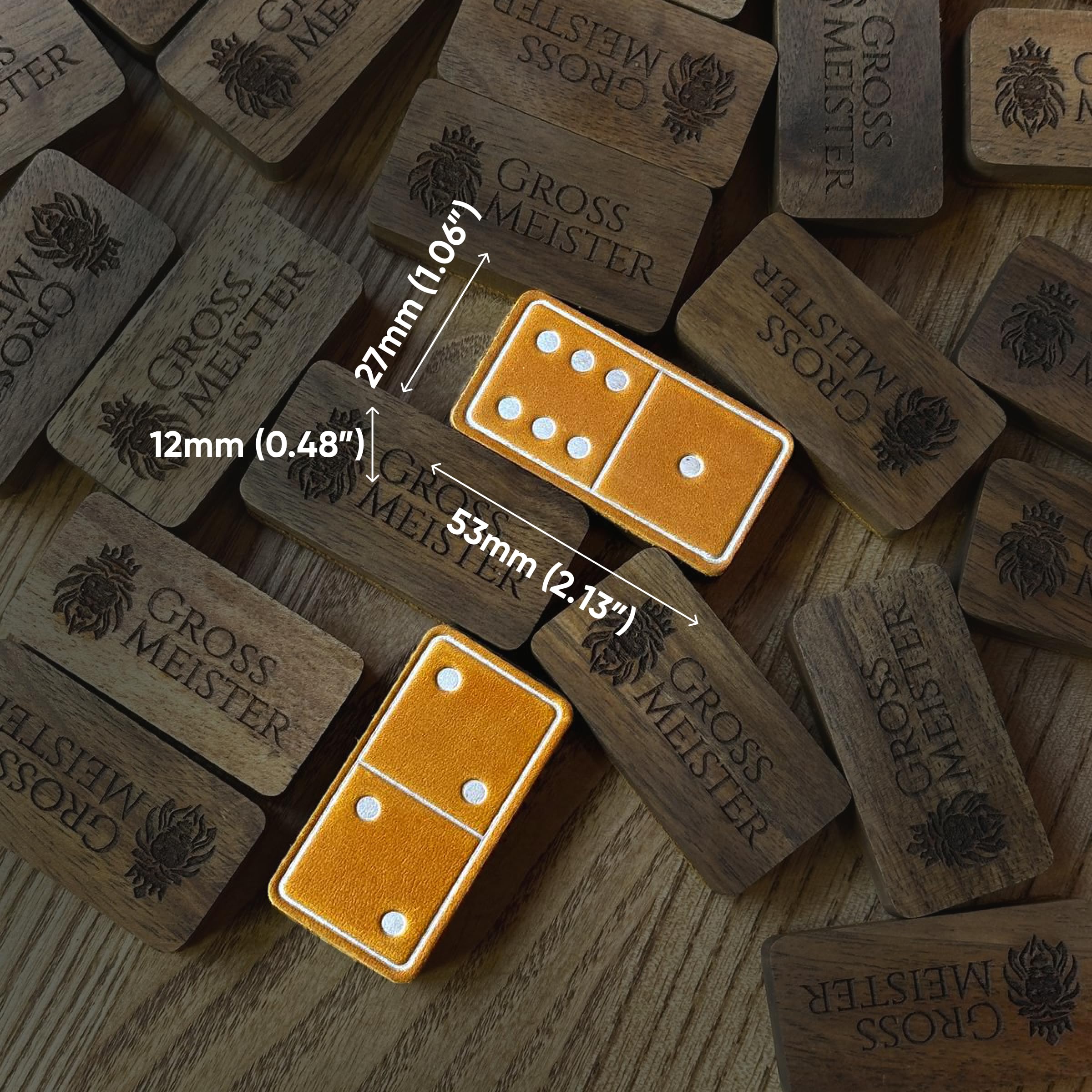 Domino Juego de Mesa Premium - 28 Piezas Únicas de Dominó Hechas a Mano de Madera y Cuero - Domino Profesional Juego de Mesa Adulto