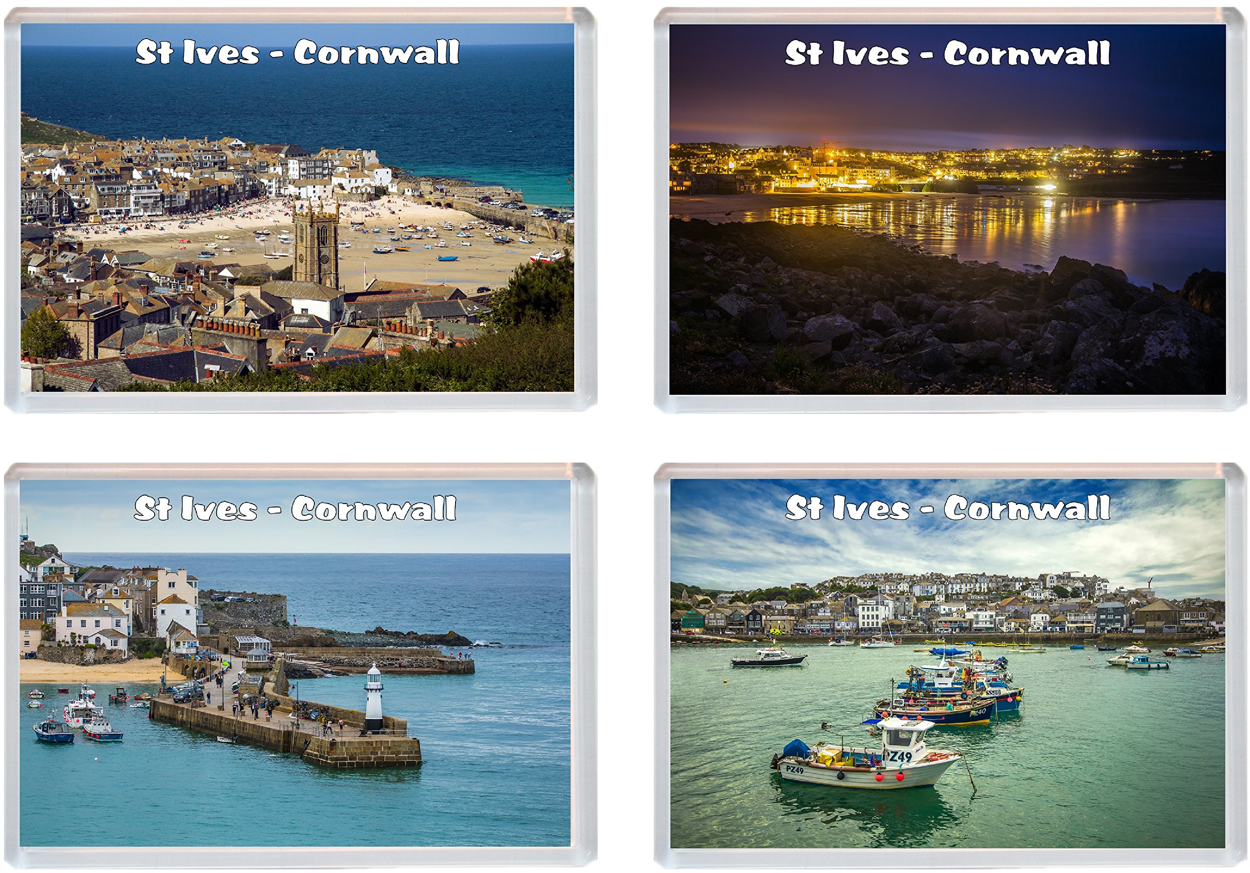 St Ives - Cornwall - 4 PACK - Jumbo Fridge Magnet/Magnets