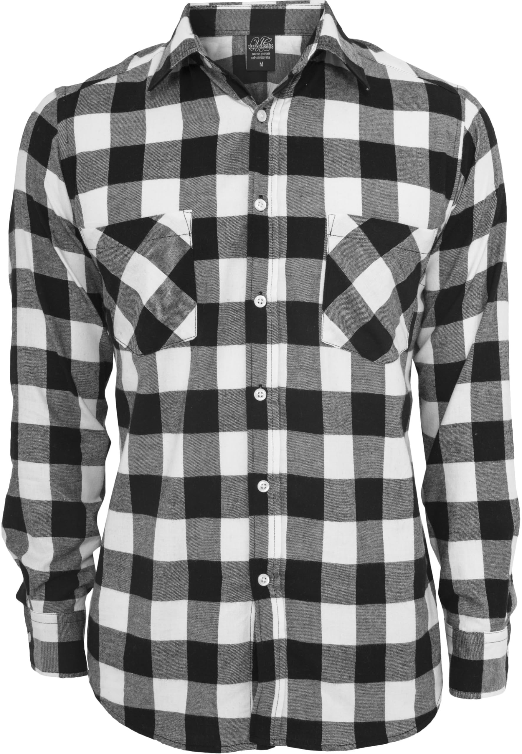 Urban Classics Checked Flanell Shirt Camisa, Multicolor (Blk/Wht), 5XL para Hombre