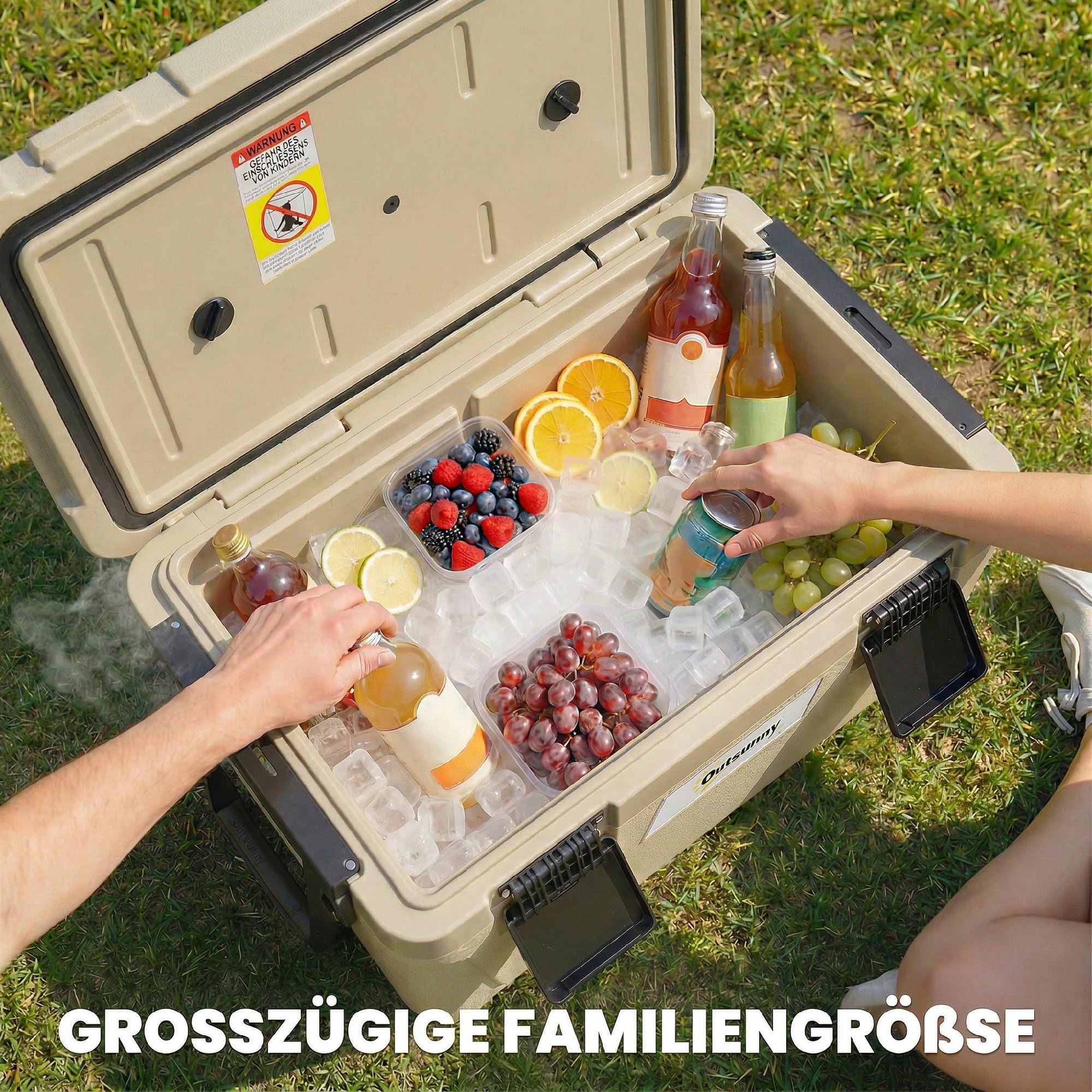 Outsunny Nevera térmica pasiva grande de 42,6 l, hasta 72 horas de refrigeración, con aislamiento de espuma de poliuretano completo, mango de válvula de drenaje, nevera portátil de HDPE, sin