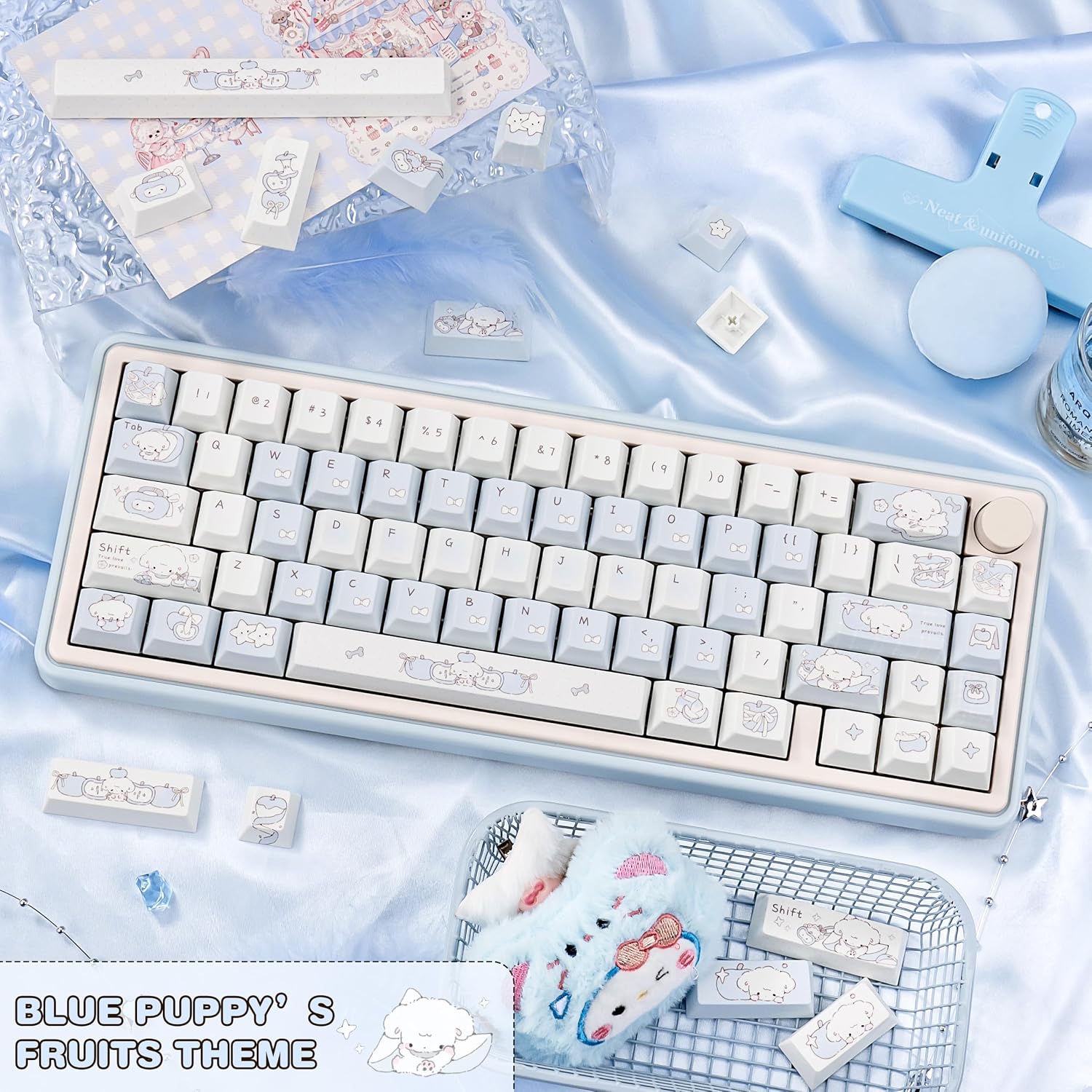 PBT Keycaps Blue Puppy Fruit Cute Cherry Key Cap MX Switch