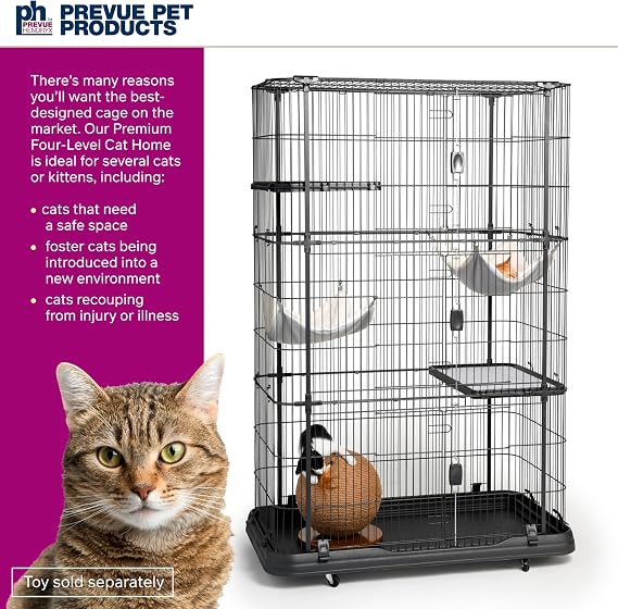 Prevue Pet Products Premium Deluxe Cat Home, Spacious Indoor Pen - Black