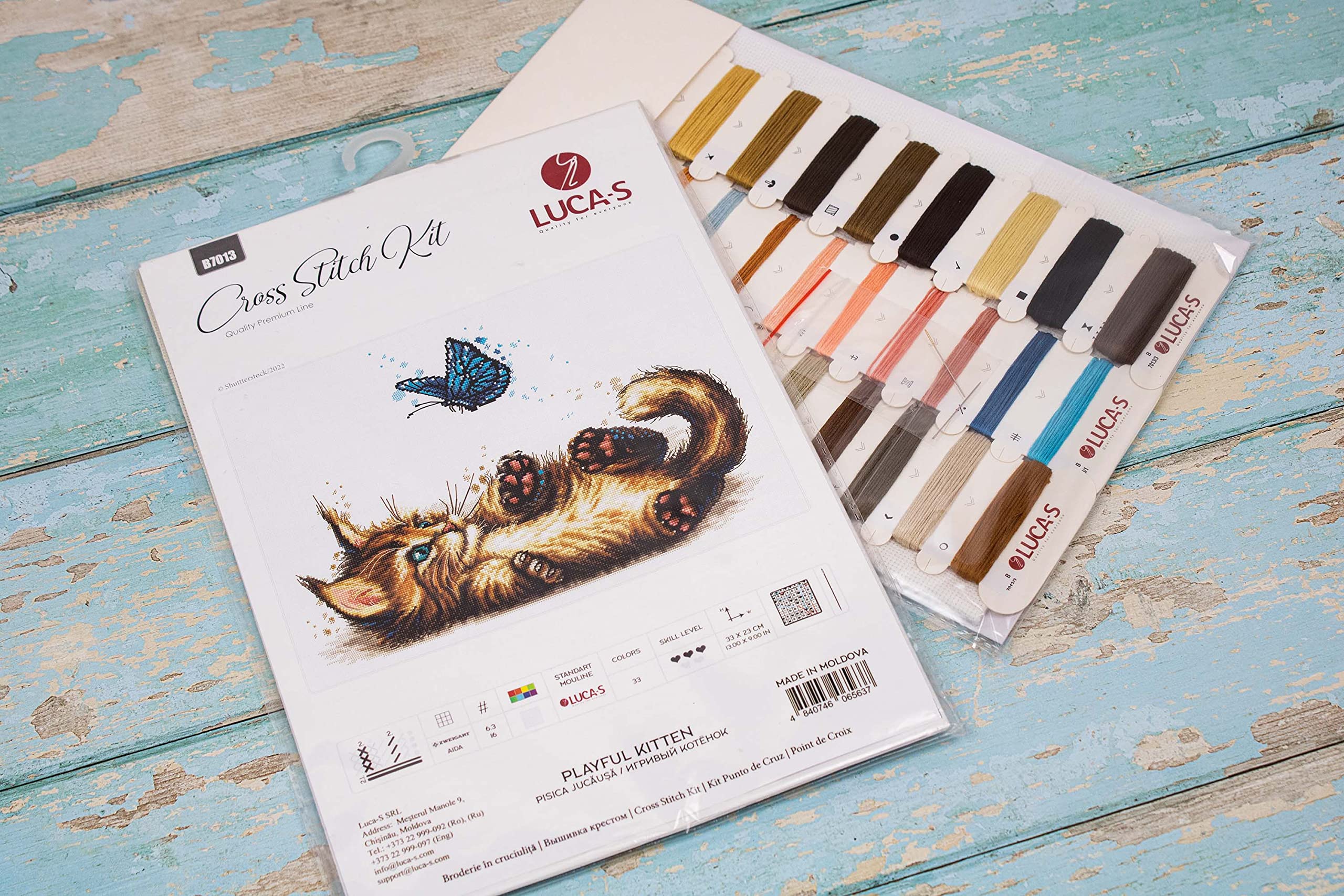 Luca.ページ Amazon.com: Luca-S Cross Stitch Kit Playful Kitten B7013