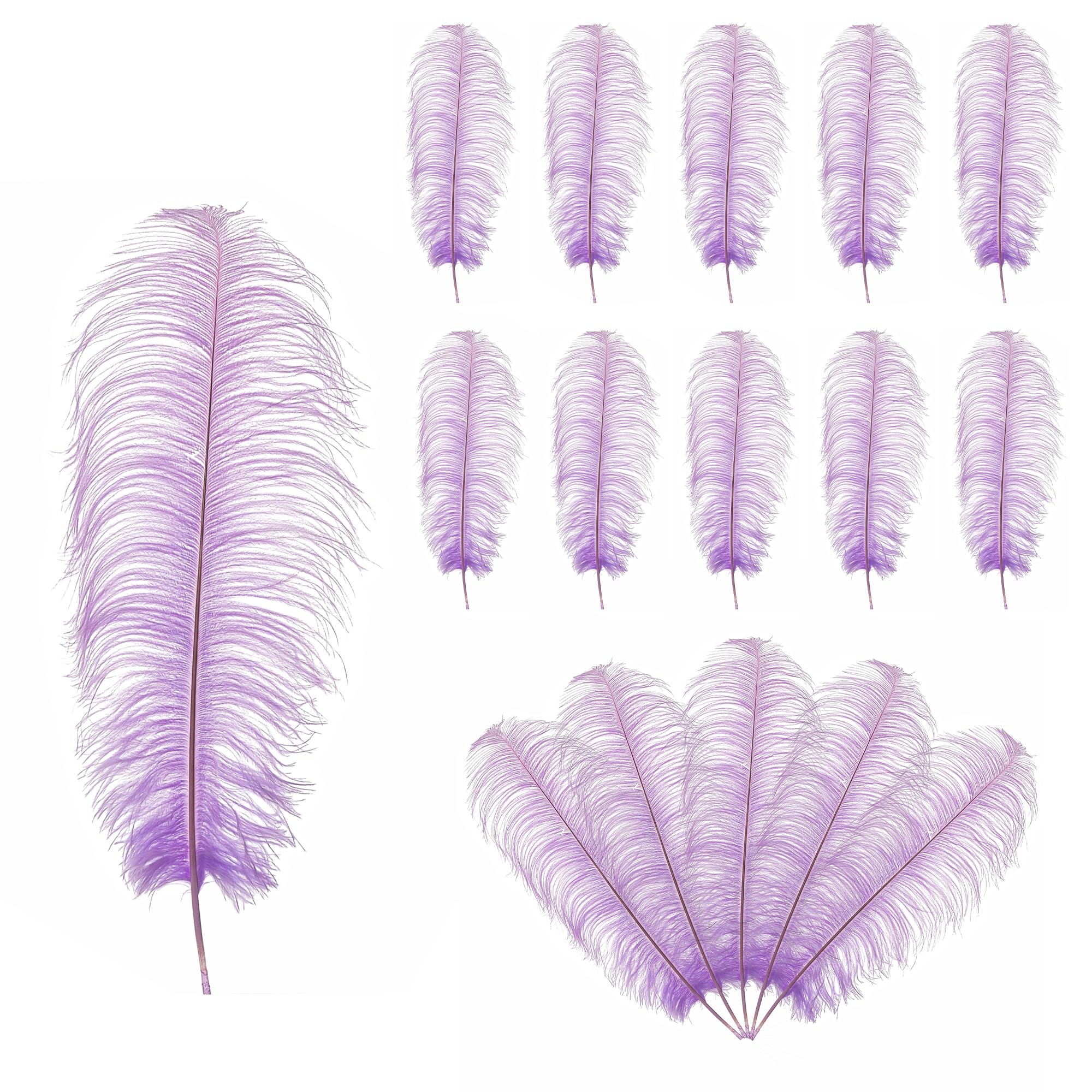 Trimming Shop 19-23inch(50-60cm) Light Lilac Ostrich Feathers Plume for Wedding Table Centrepieces Home Decoration Decorating Costumes Headdresses Showgirl Spadones, Pack of 10 — image 1