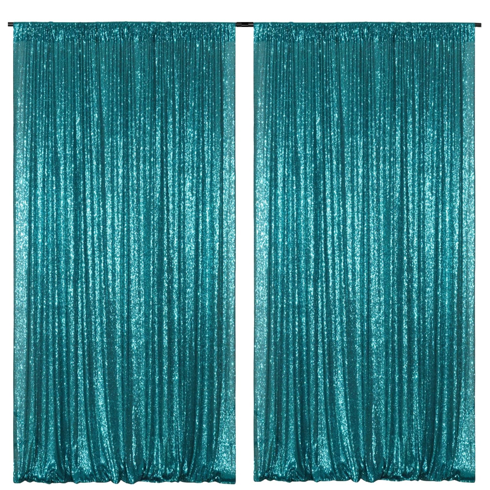 Poise3EHome Teal Sequin Backdrop Curtains, 2 PCS 5FT x 10FT Sequin Panels for Backdrop,Sequence Wedding Party Background Drapes