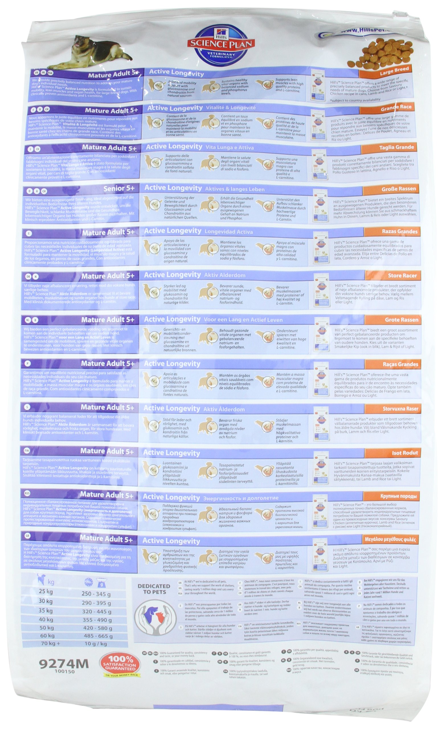 Hill's Science Plan Canine Mature Adult Large Active Longevity mangime Secco Gusto Pollo kg.12