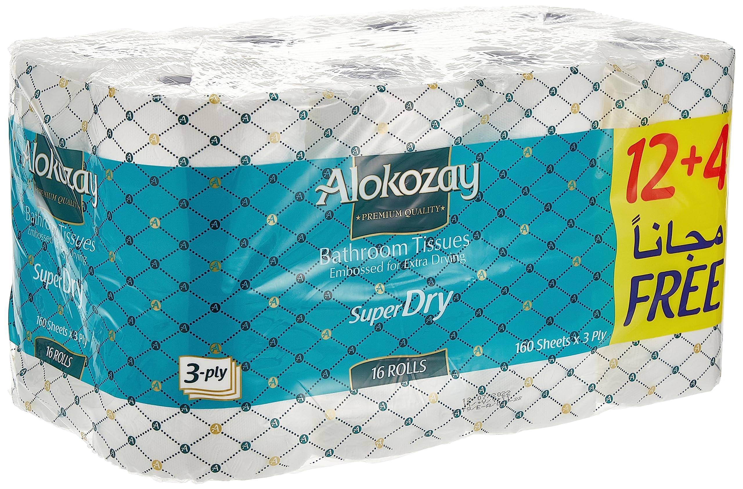 Alokozay 3 Ply Bathroom Tissues 16 Rolls