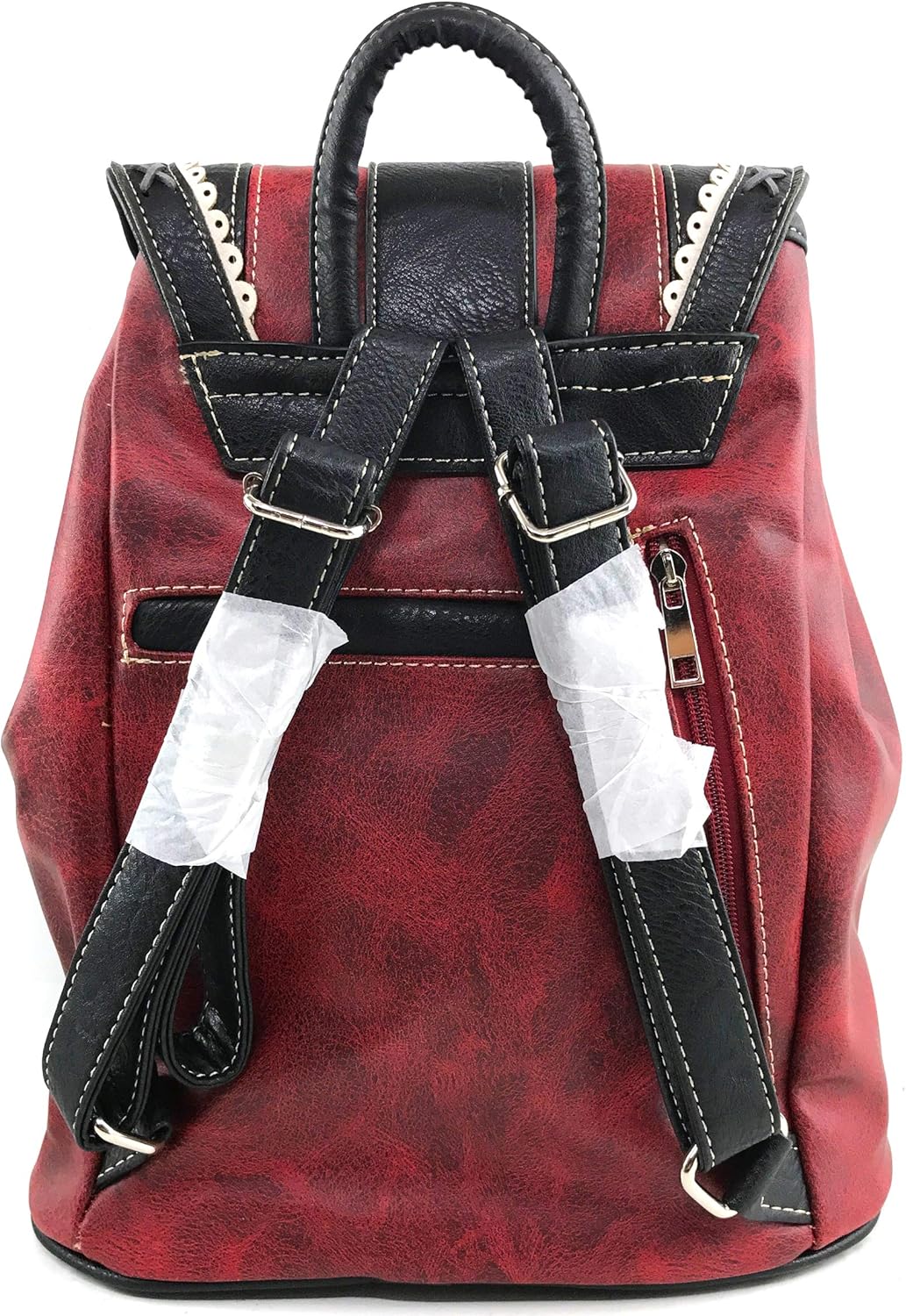 Justin West Trendy Western Rhinestone Leather Conceal Carry Top Handle Backpack Purse Wallet Set Western Red
