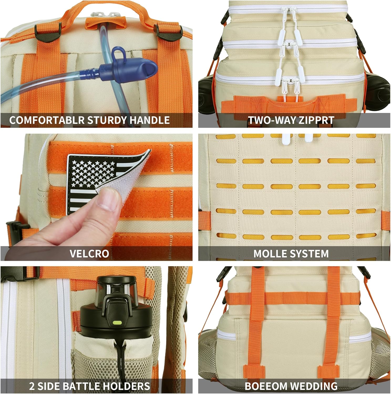 Military Tactical Backpack 45L/25L 3 Day Assault Pack Molle Daypack Hiking Backpack for Men and Women (Beige-Yellow, 45L) - Image 4