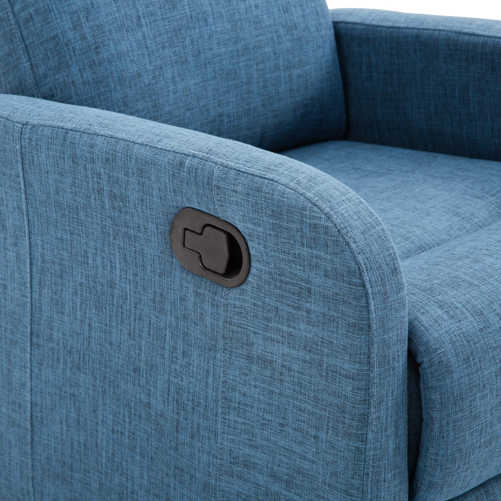 HOMCOM Poltrona Relax Reclinabile Manuale con Poggiapiedi Portata 125kg Tessuto di Lino 67 × 83 × 107cm Blu