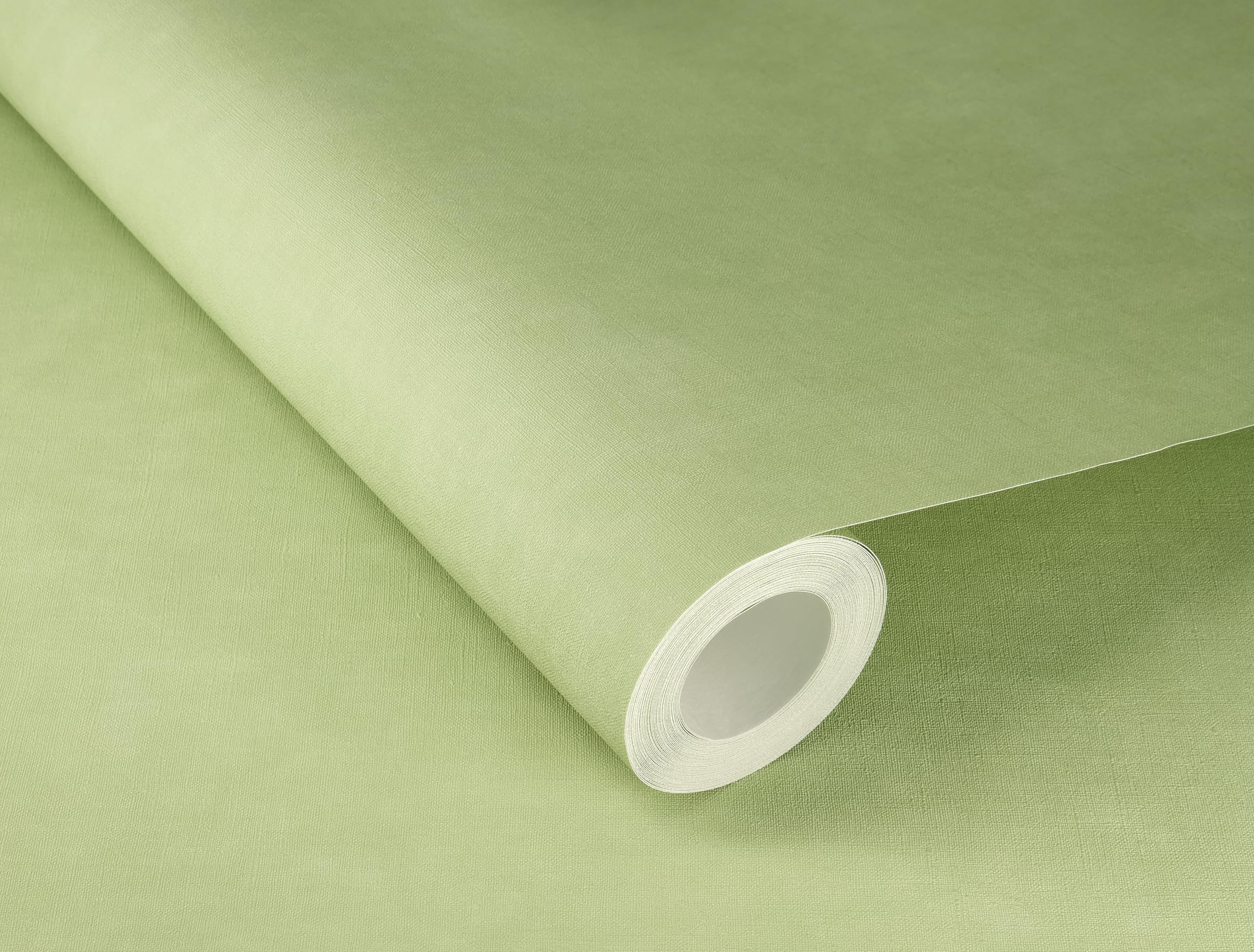 Papier peint intissé uni vert clair aspect lin Rasch 330052 collection Paraiso textile