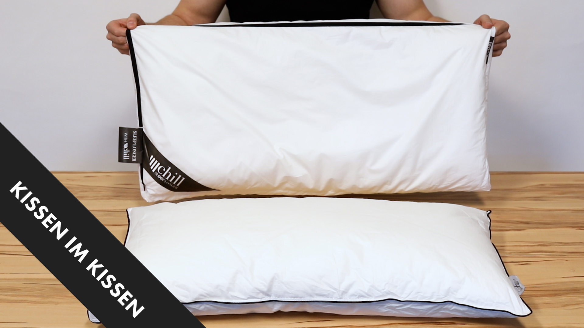 Chill SLEEPLONGER Hoofdkussen 80x80 cm - 2-in-1 Design, Ademend en Wasbaar, 100% Veganistisch, 600/1200 g Vulling