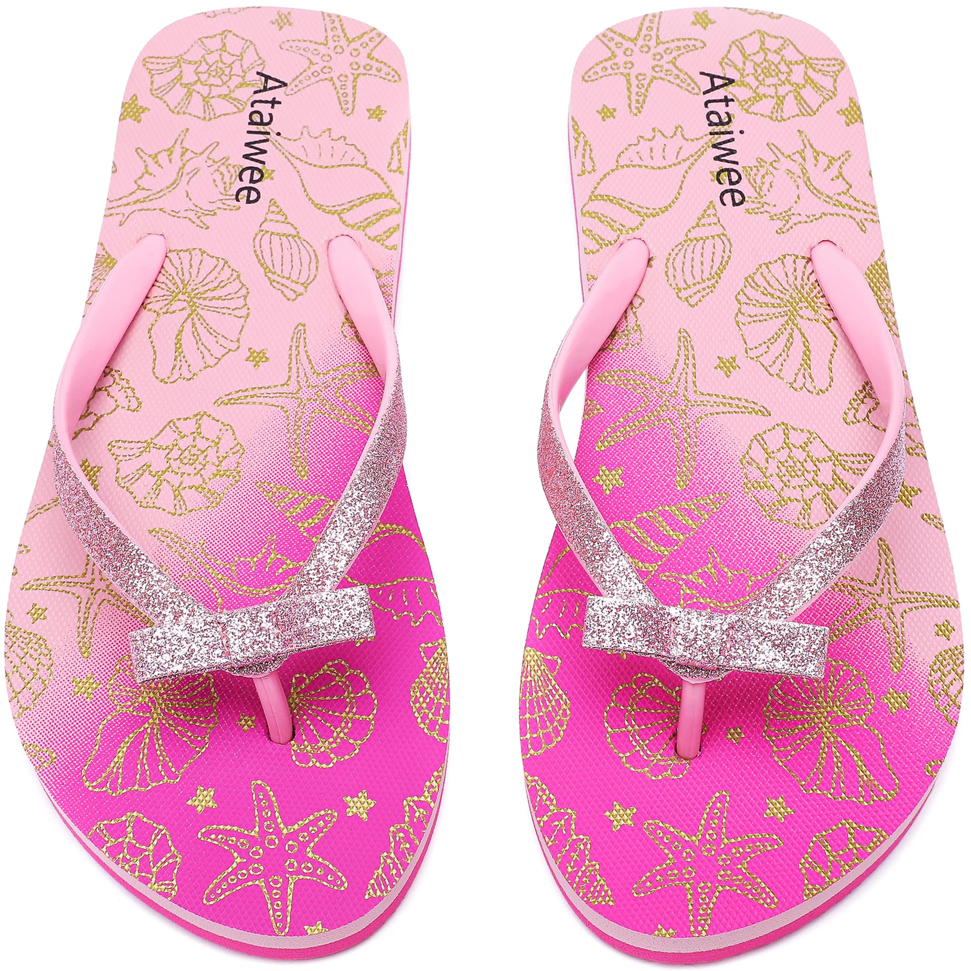 Ataiwee Chanclas para niñas, sandalias de playa para niños pequeños/grandes, sandalias estampadas coloridas para niños.