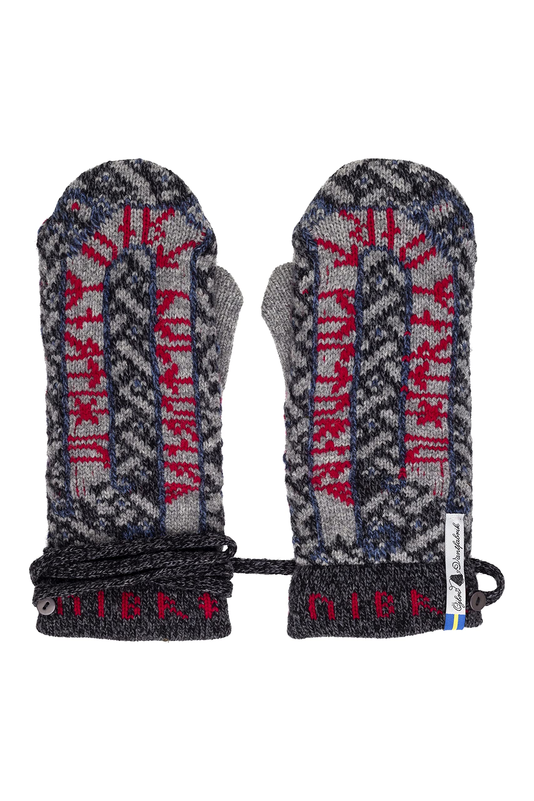 ÖJBRO VANTFABRIK guanti in maglia lana merino Futhark M (7-9) blu guanto fuderato caldi morbidi Svezia