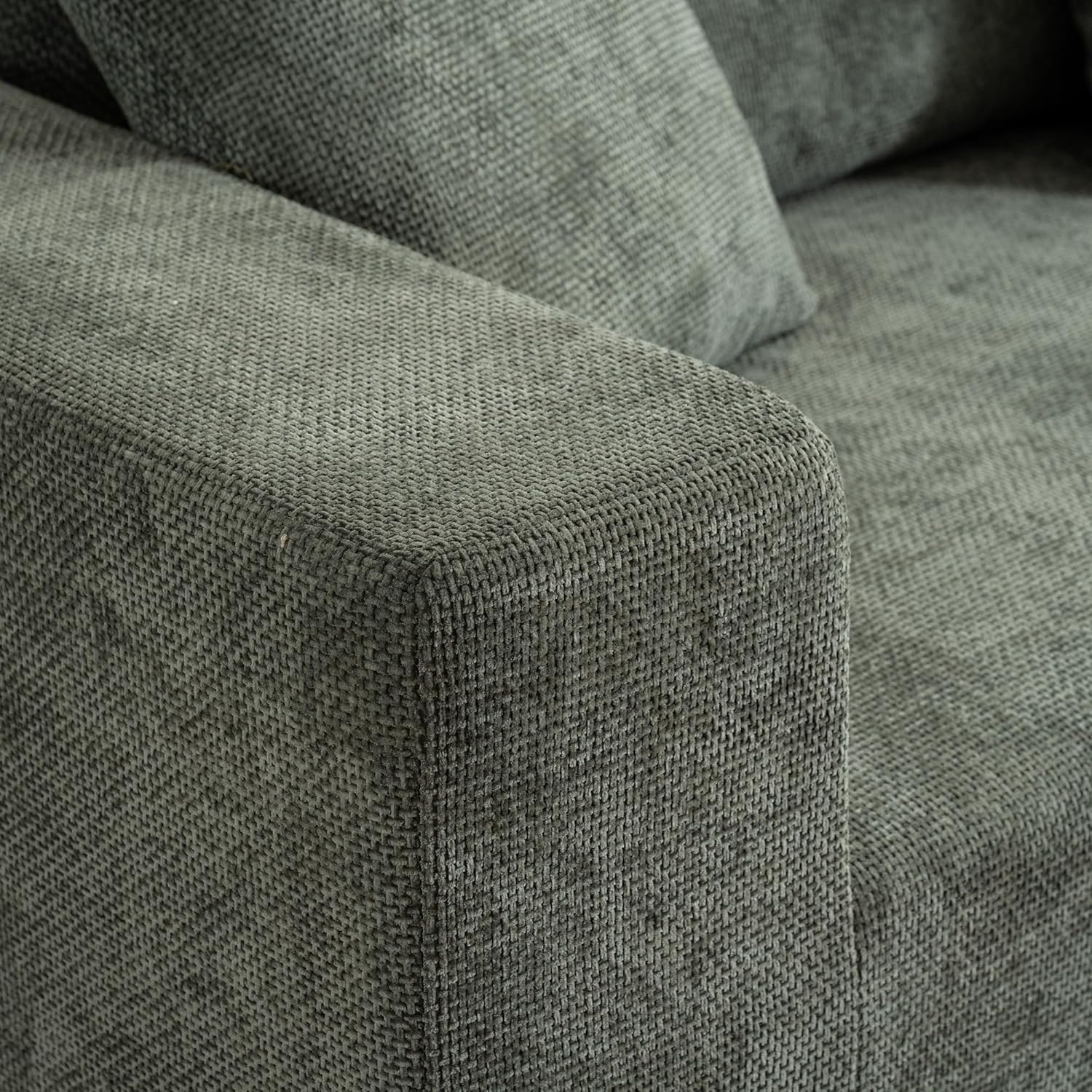 Modular Cross-Section with L-Shaped Lounge Chair, Cloud Sofa, Living Room, Bedroom Soft Cushion Sofa - no Installation Required - Chenille Fabric (Green)