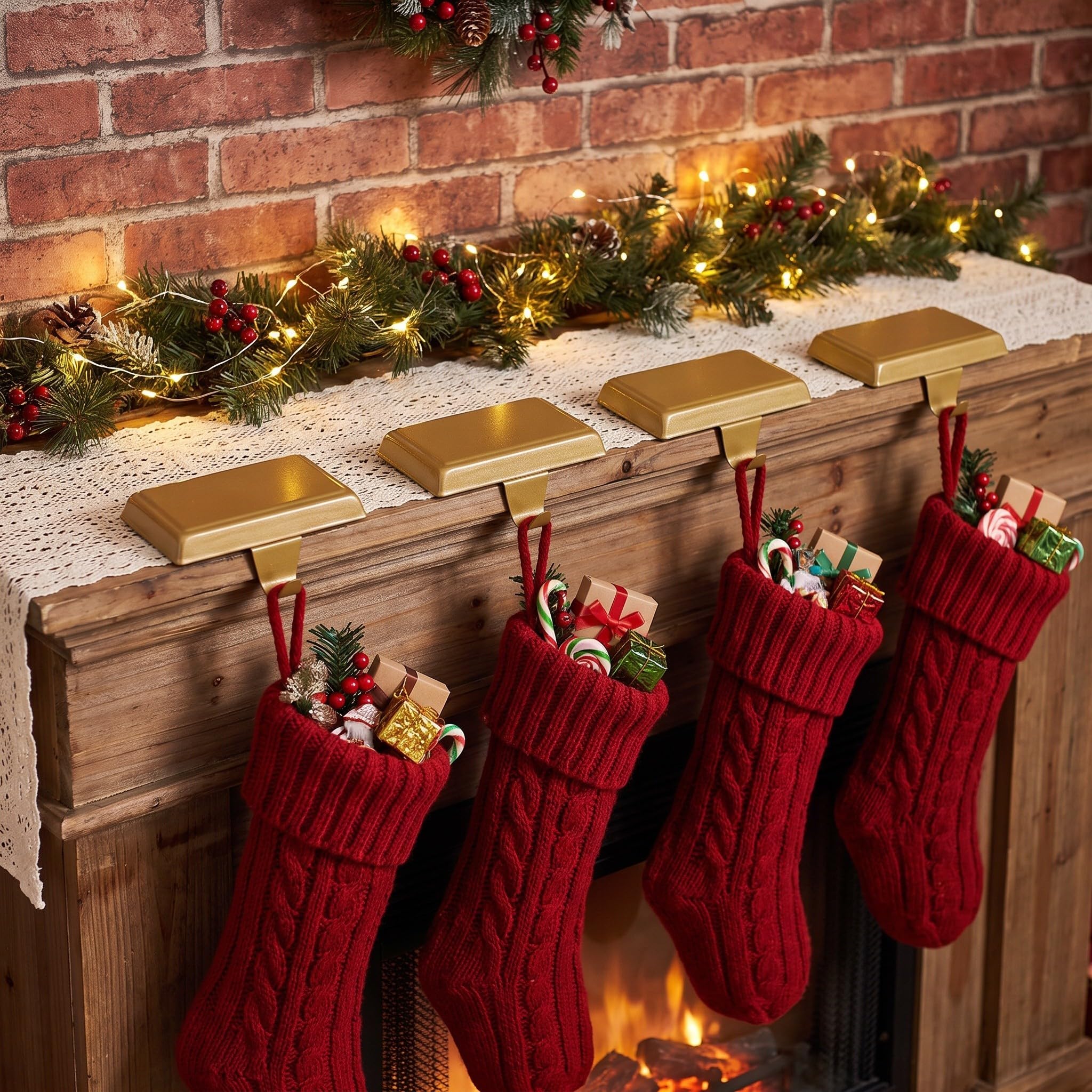 TOYANDONA 4 Piezas Perchero Navideño para Calcetines de Hierro Dorado,