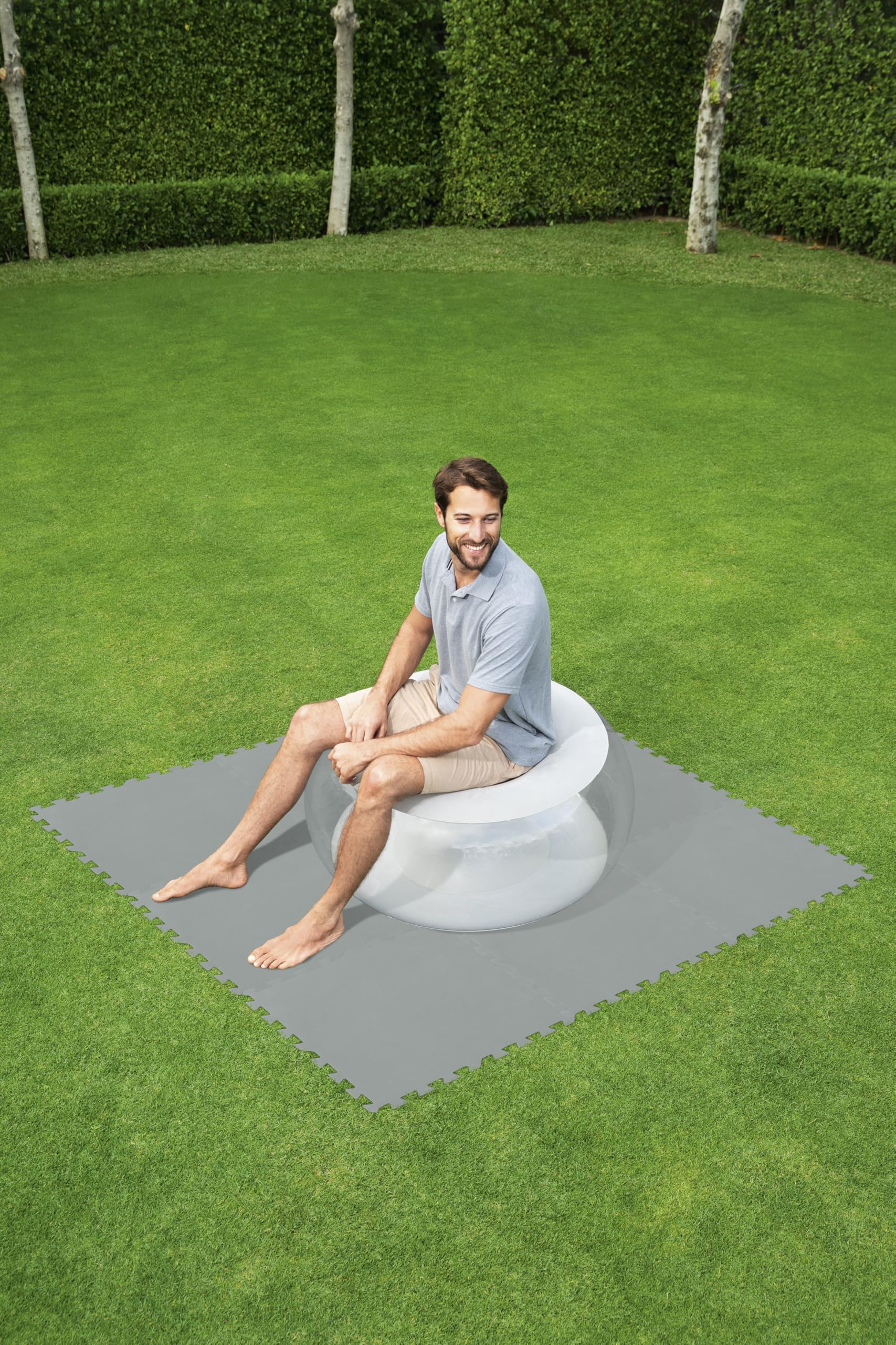 Bestway Pool-Bodenschutzfliesen Set 9 Stück á 50 x 50 cm, grau