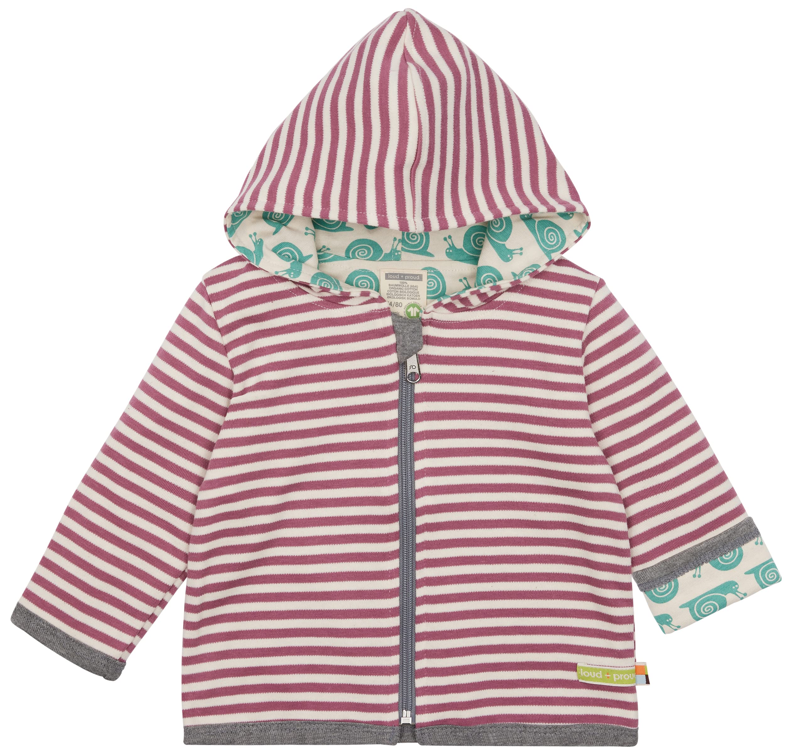loud + proud Unisex Baby Wendejacke Ringel, Gots Zertifiziert Wendejacke (1er Pack)