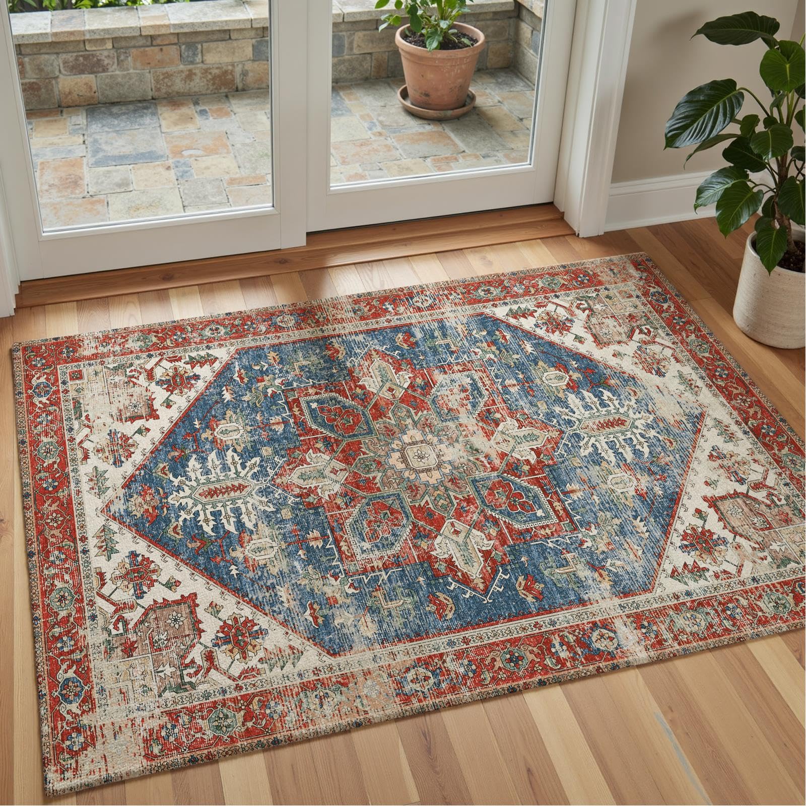 Decoranddecor Distressed Hallway Rug, 80x150cm, Non-Slip, Low Pile, Pet Friendly - Image 4