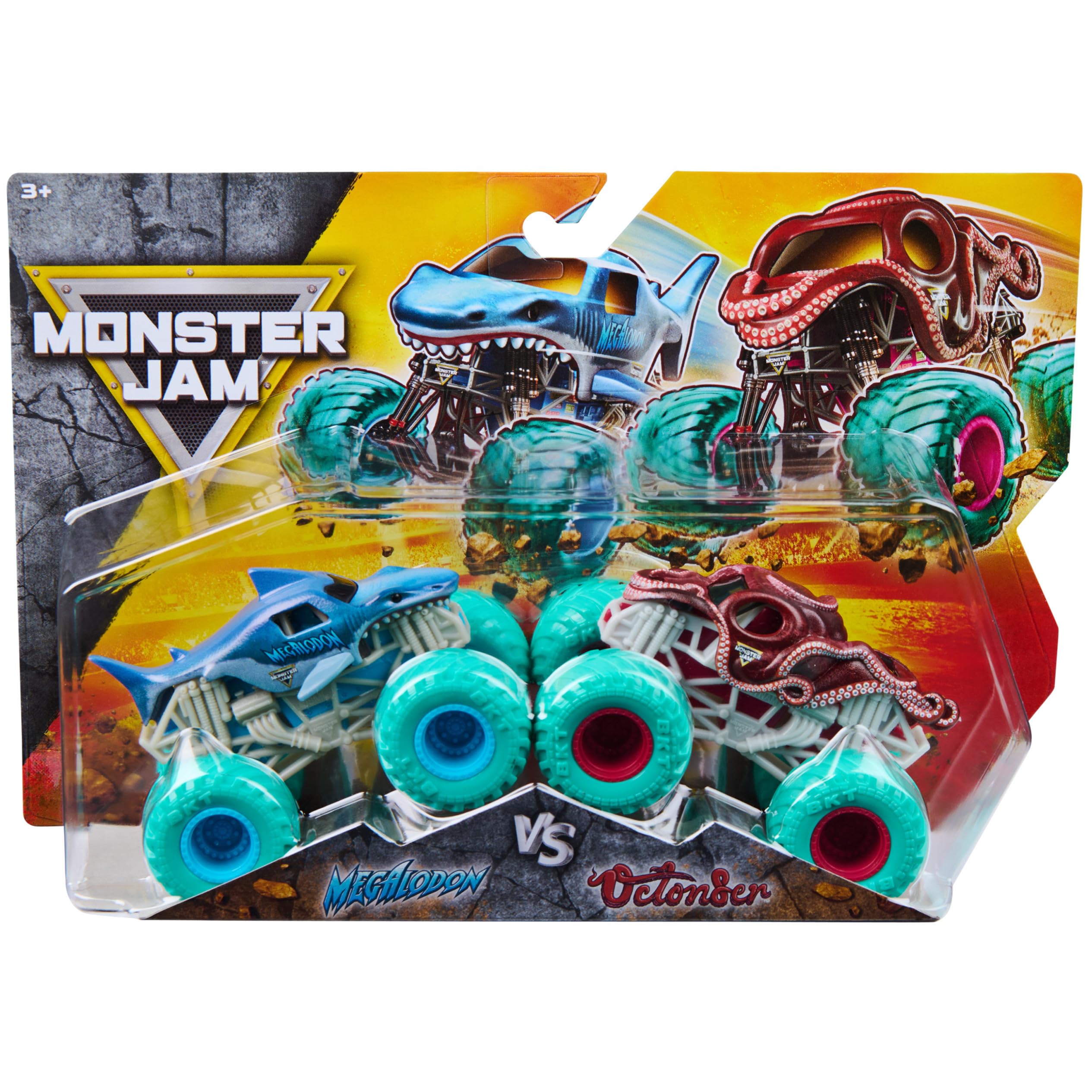 Monster Jam Megalodon vs Octon8r Monster Truck in scala 1:64 (confezione da
