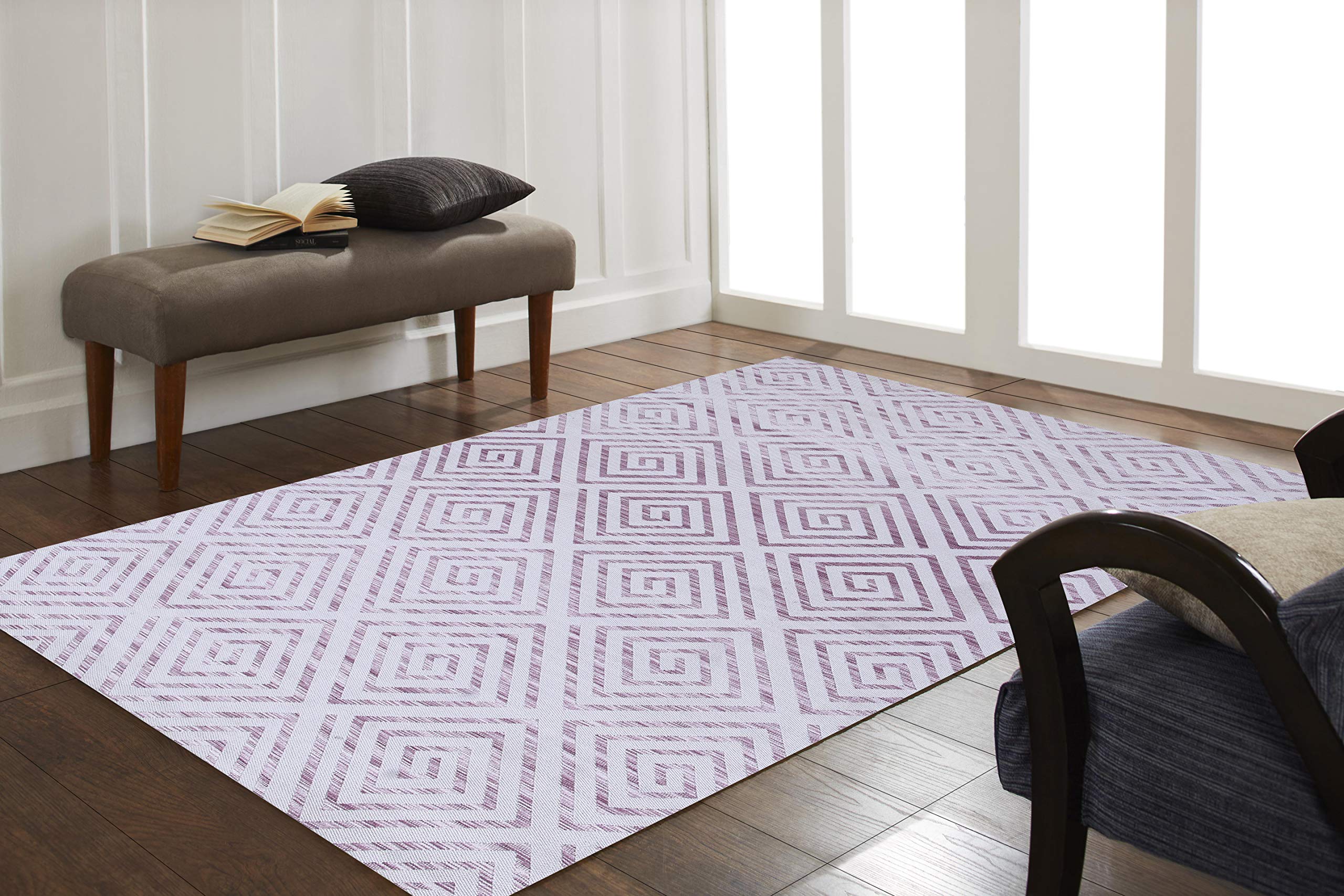 Zesture Bring Home Polyester and Polyester Blend Contemporary Area Rug (Purple, 4 x 6 ft)