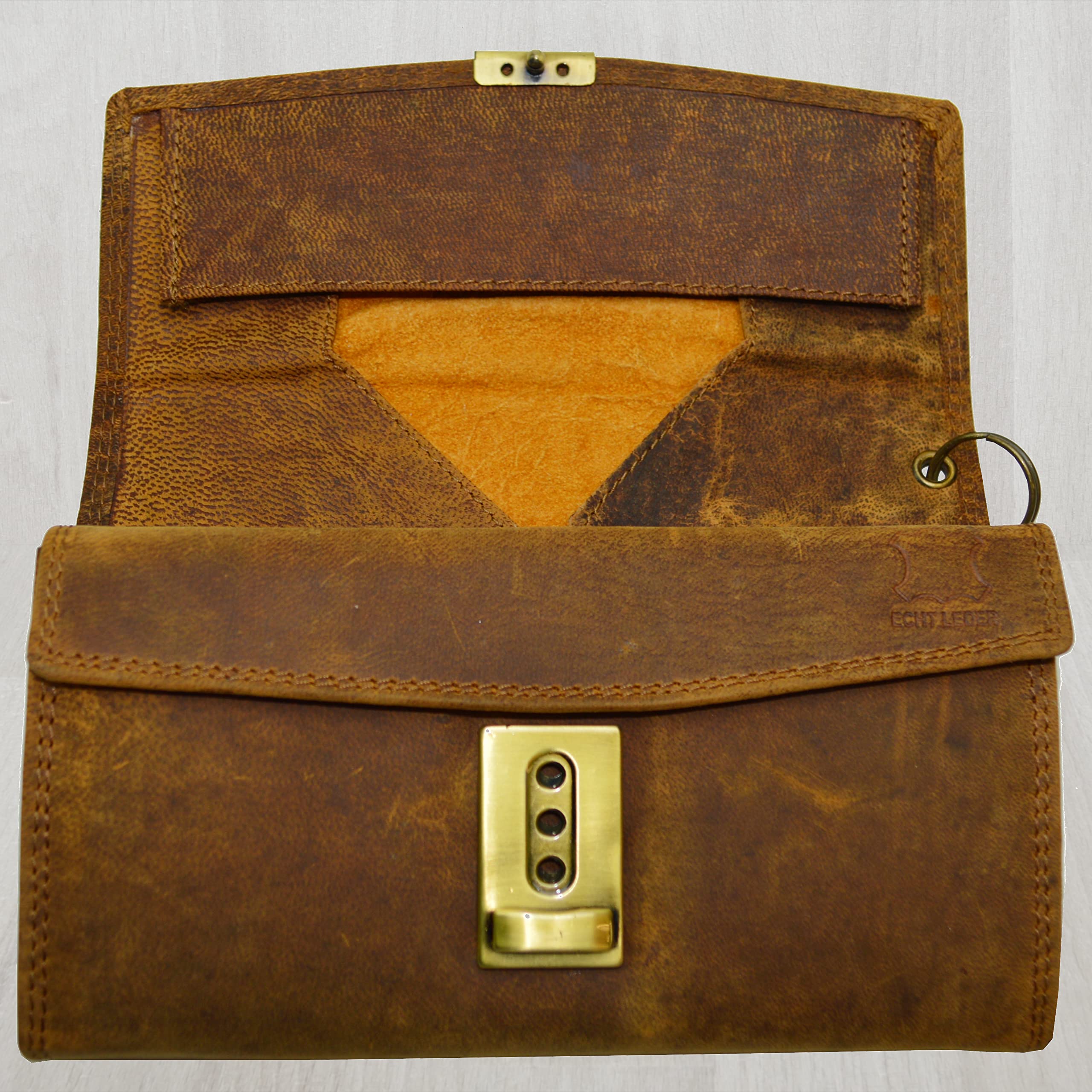 flevado Kellner Wild Leder Set Geldbörse und Kellnertasche Gastro Set Unisex Braun Stufenbörse