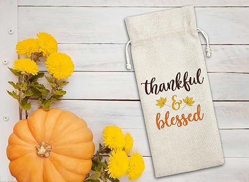 Miniatura 3 de Bolsa de vino de Acción de Gracias, bolsa de regalo de vino bendecido de otoño para inauguración de la casa, cumpleaños, regalos de Navidad,