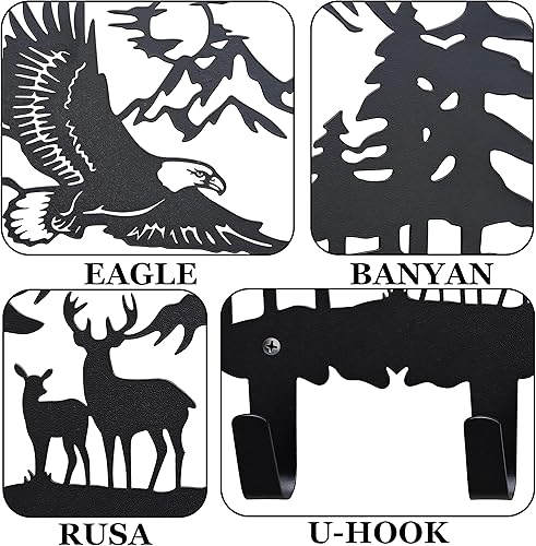 Miniatura 5 de Ganchos de metal con águila para decoración de pared, ganchos de águila y soporte para llaves, ganchos con temática de animales, decoración del