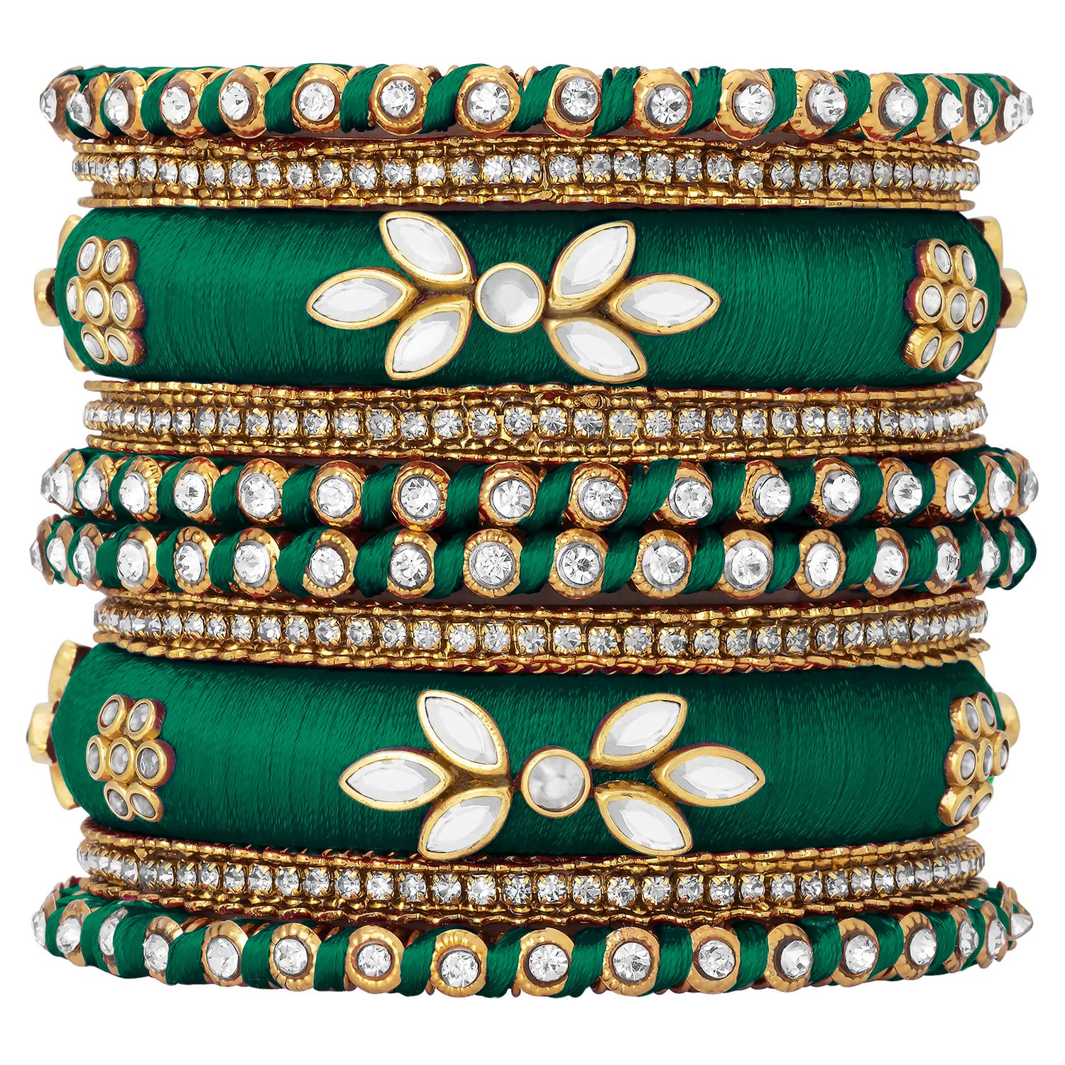 Peora Women's Silk Thread Fabric and Stone Studded Kundan/Chura/Chuda