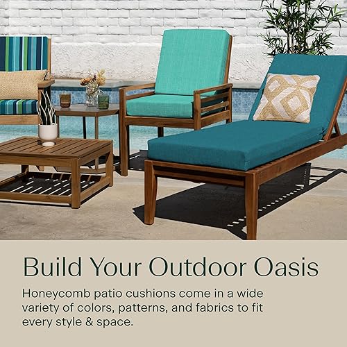 Miniatura 3 de Honeycomb - Cojín para silla de comedor con respaldo alto y textura para interiores y exteriores, verde azulado texturizado, relleno de poliéster