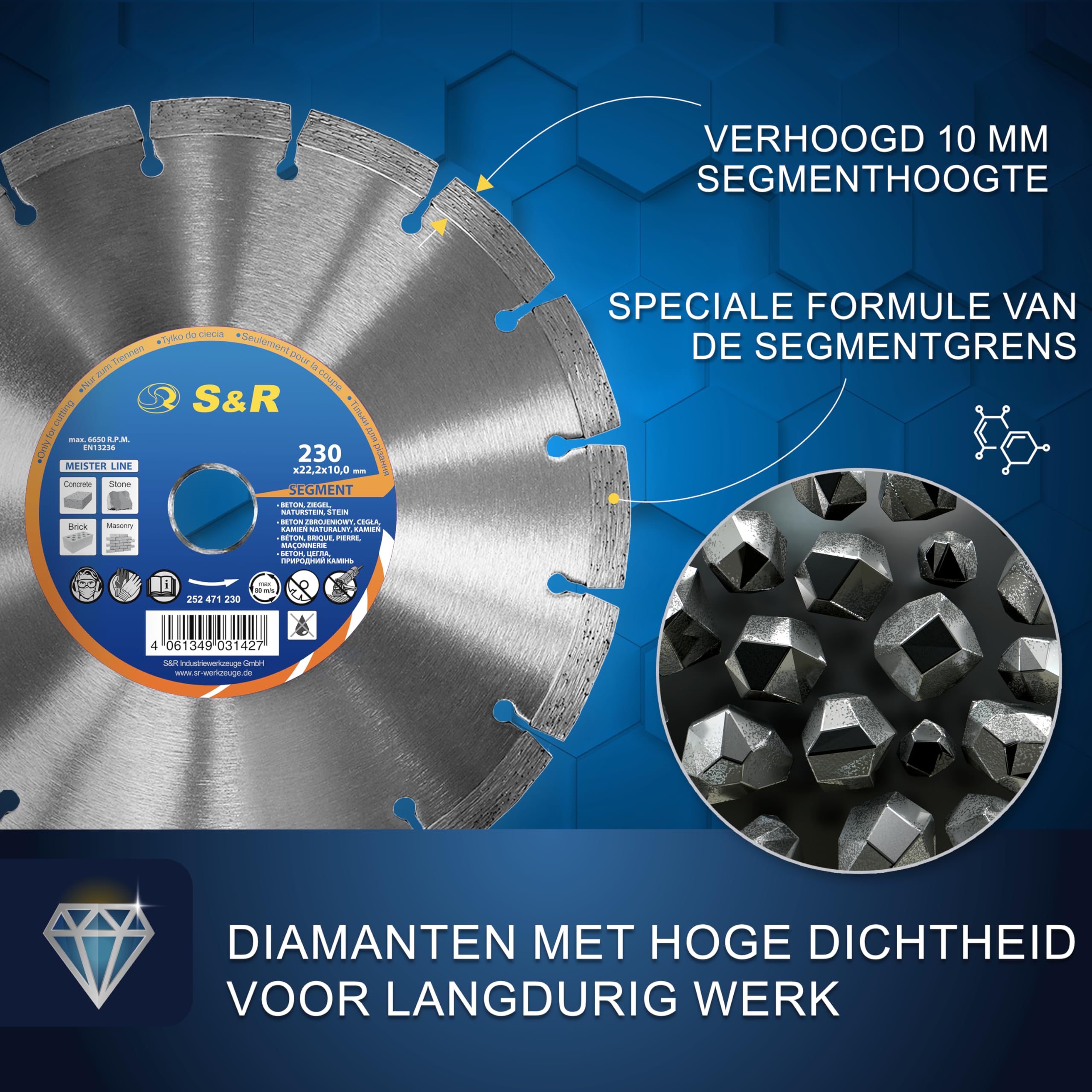 S&R Professionele diamantdoorslijpschijf, 125 x 22,23 mm, UNICUT, 2