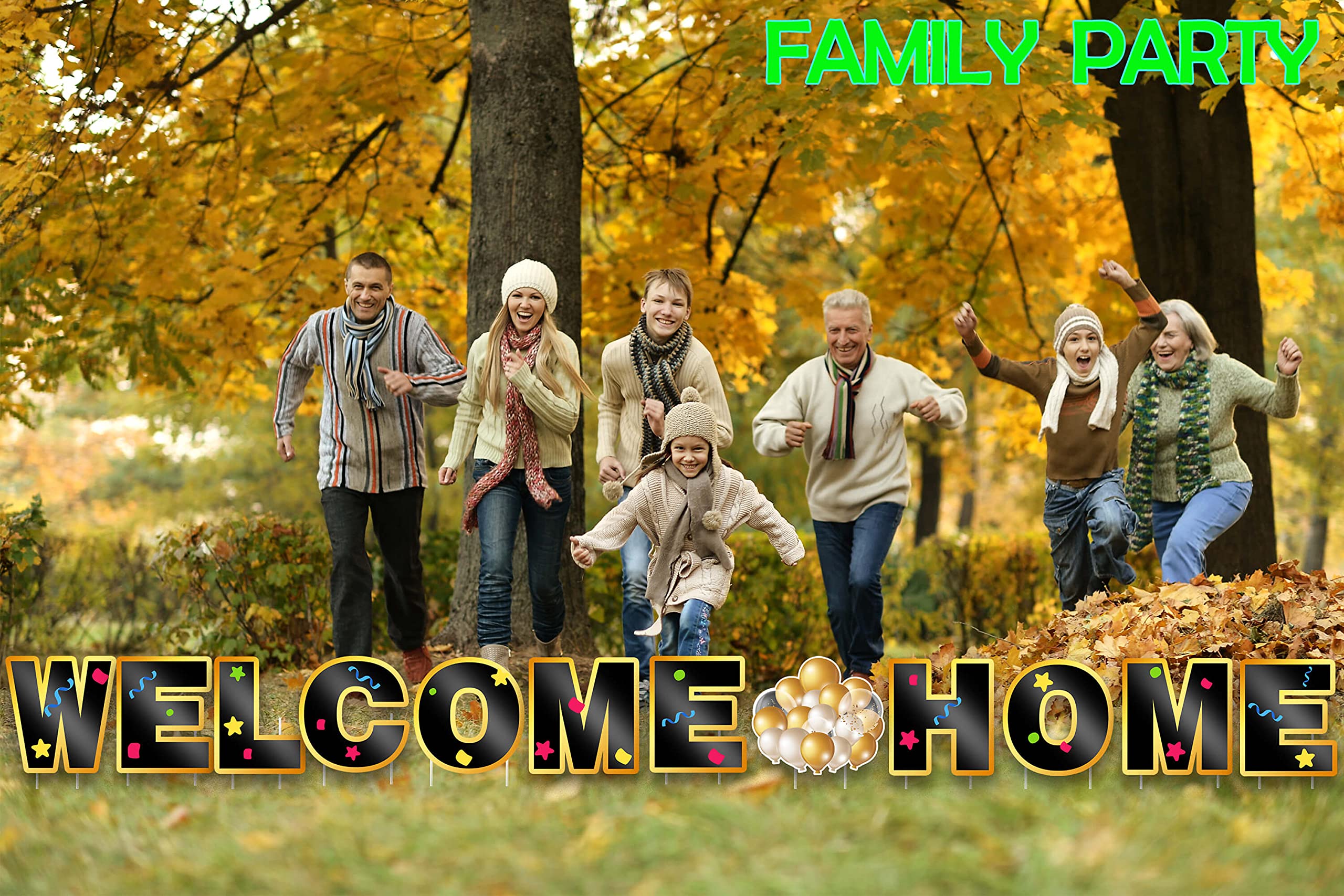 Welcome Home Hofschild mit Pfählen - Outdoor Willkommensschild Sprüche Dekorationen Geeignet für Familien-Partyzubehör - 12 Stück