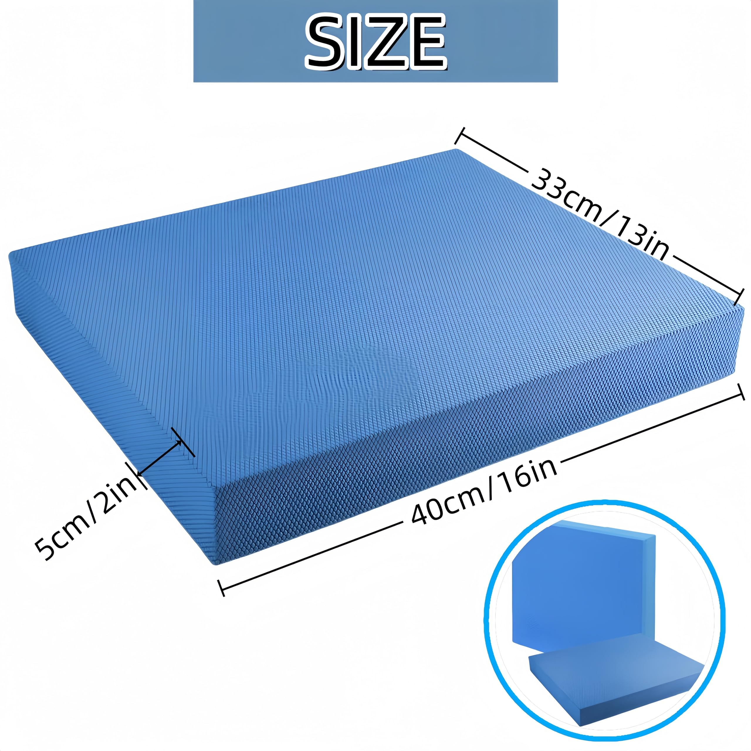 Coussin d'équilibre innovant 40 x 33 x 5 cm pour yoga, non déformé, équilibre, tapis d'équilibre, coussin de gymnastique, coussin oscillant, bleu