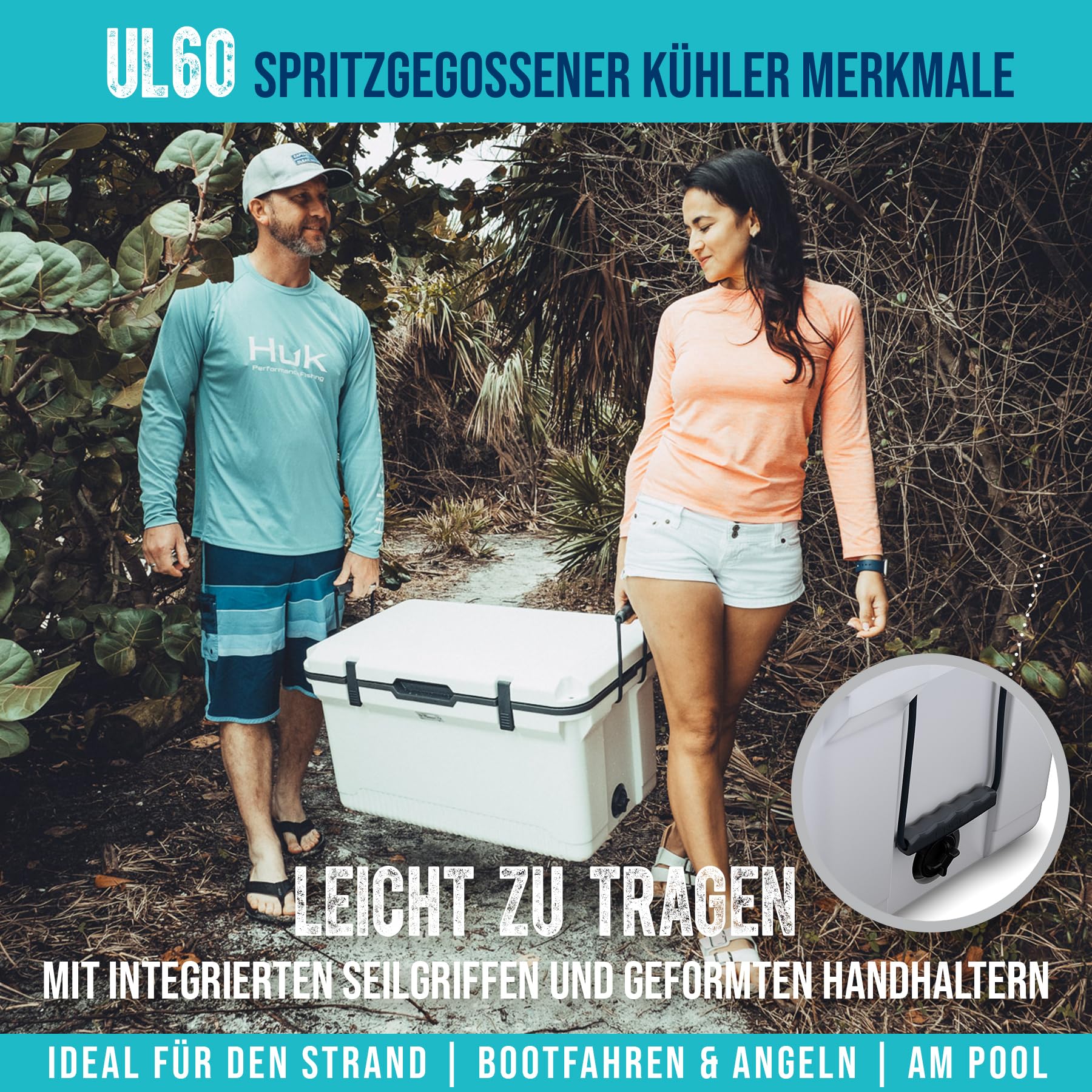 ENGEL 56,8 Liter Große Kühlbox - Ultra-Leicht, Tragbare, Passive Kühlbox für Camping, Picknick, Wandern, Festival - Eisbox Ohne Strom Hält EIS bis zu 7 Tage, 75 x 45,7 x 43,2 cm
