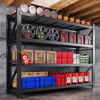 79”W Garage Shelving Heavy Duty, 7000LBS Metal Storage Shelves, 24” Deep...