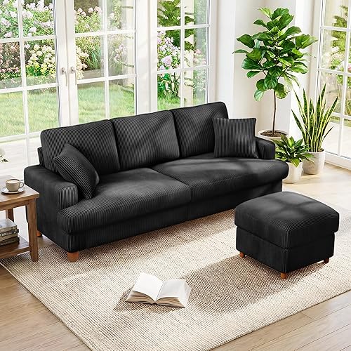 Miniatura 19 de Kidirect Sofá de Pana de 70 Pulgadas, Sofá Montaje Sin Herramientas, Sofás Cómodos para Sala de Estar Asientos Más Profundos de 21 Pulgadas, Sofás