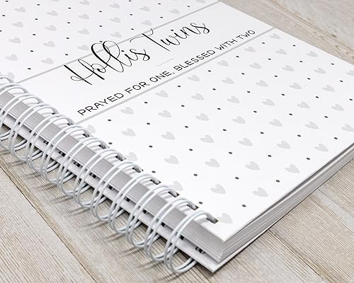 Miniatura 2 de Libro de recuerdos personalizado para bebés gemelos, álbum de tapa dura para el primer año personalizado con los nombres de los bebés - Diario para
