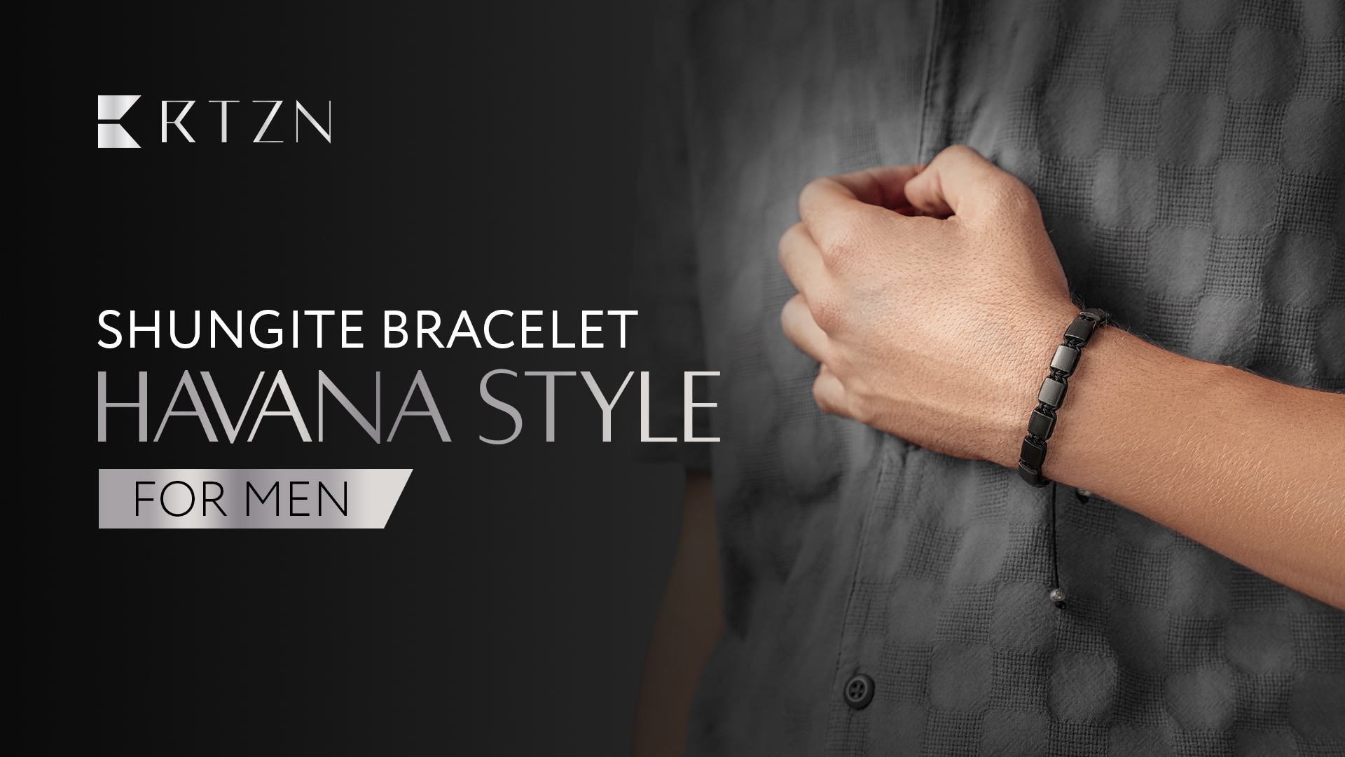 Pulsera artesanal de shungita ajustable para hombre miniatura 6